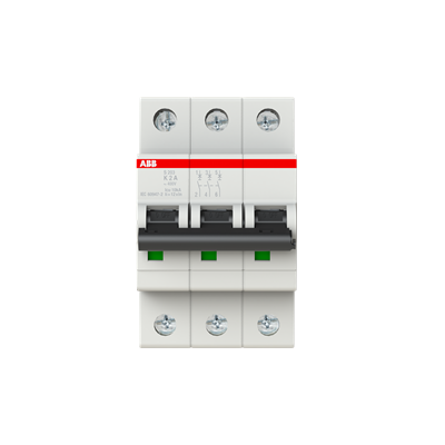 Interruptor automático 3x2A 10kA curva K S200 2CDS253001R0277 ABB — ABB