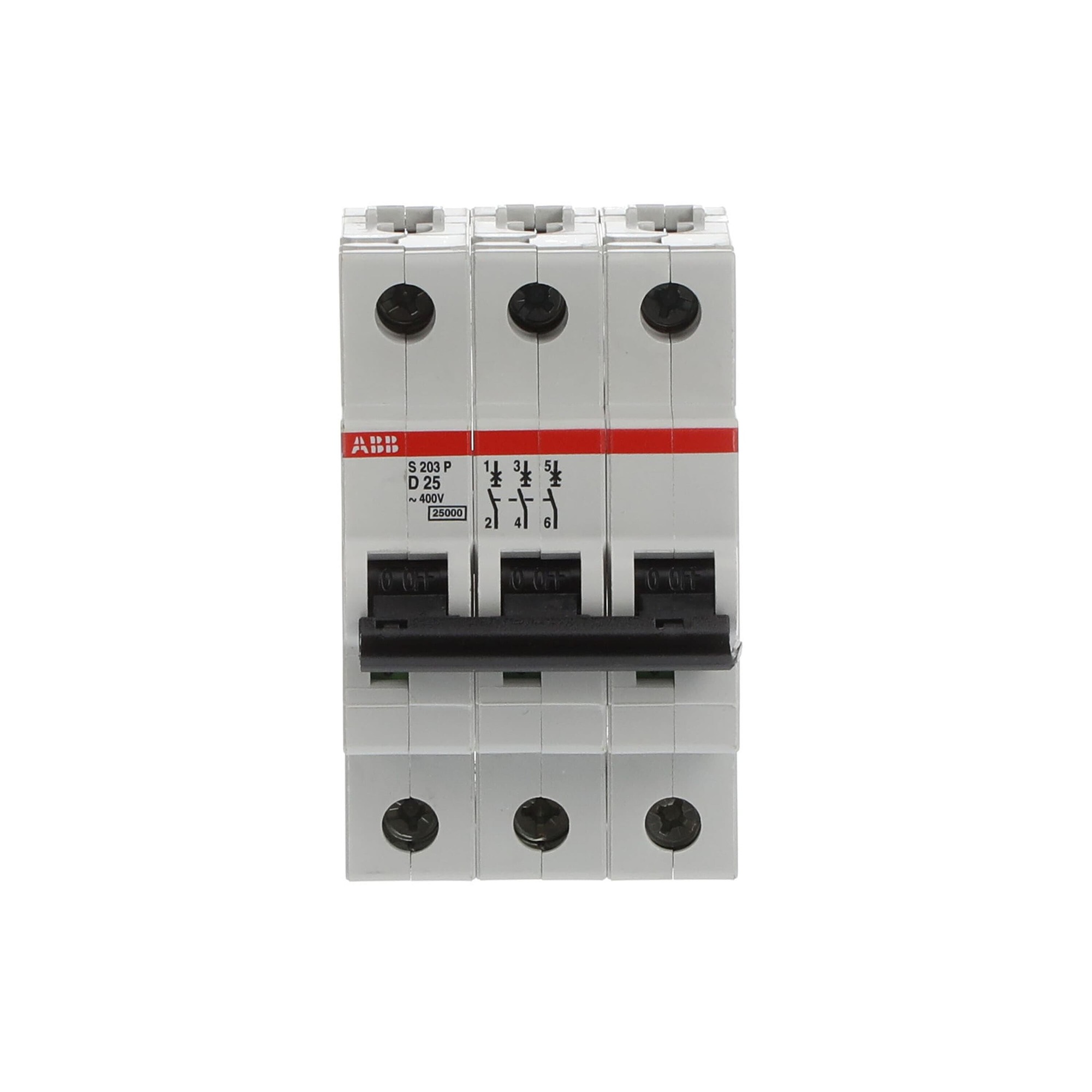 Interruptor automático 3x25A 25kA curva D S200P 2CDS283001R0251 ABB — ABB