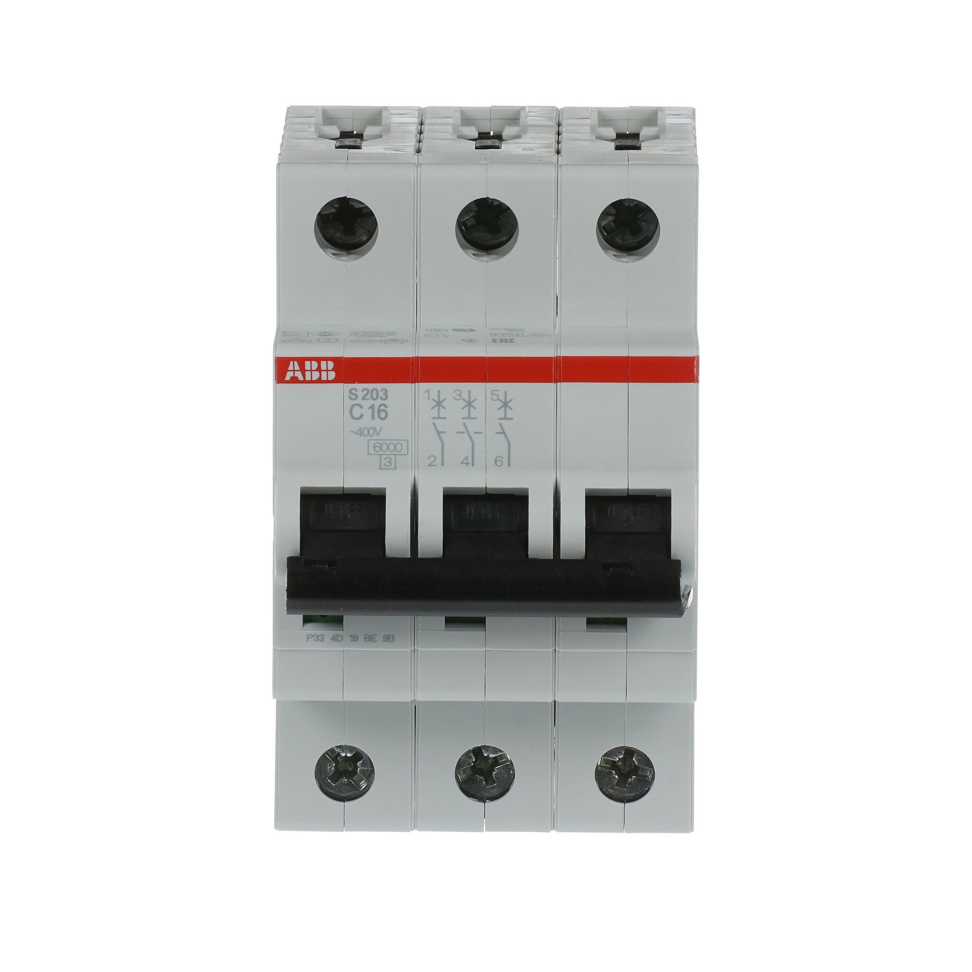 Interruptor automático 3x16A 10kA curva C S200 2CDS253001R0164 ABB — ABB