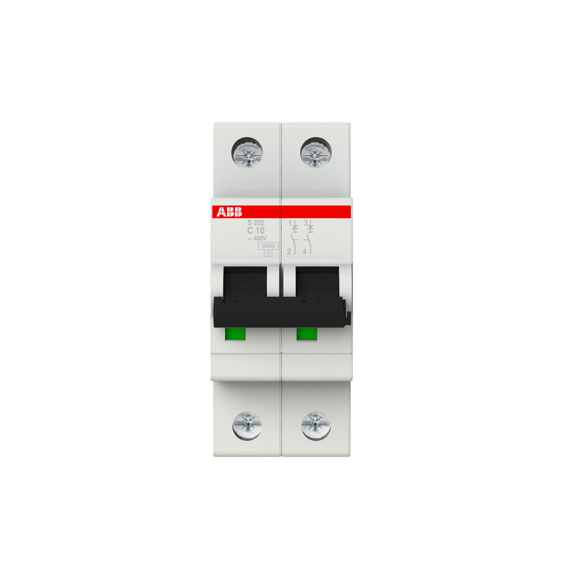 Interruptor automático 2x10A 10kA curva C S200 2CDS252001R0104 ABB — ABB