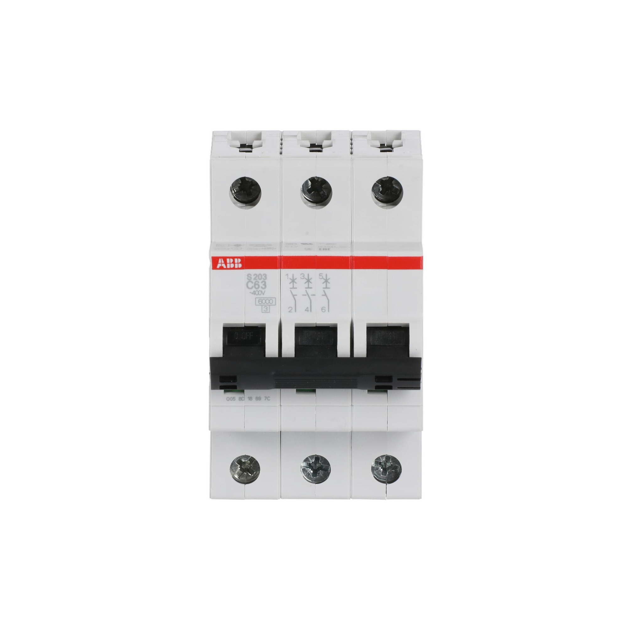 Interruptor automático 3x63A 10kA curva C S200 2CDS253001R0634 ABB — ABB