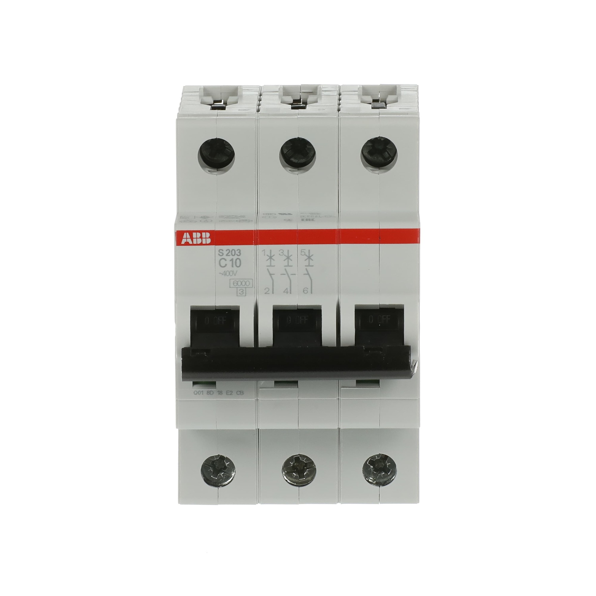 Interruptor automático 3x10A 10kA curva C S200 2CDS253001R0104 ABB — ABB