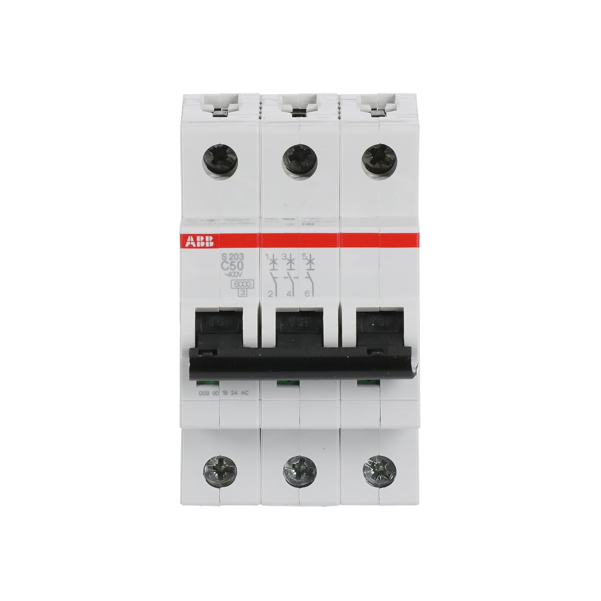 Interruptor automático 3x50A 10kA curva C S200 2CDS253001R0504 ABB — ABB
