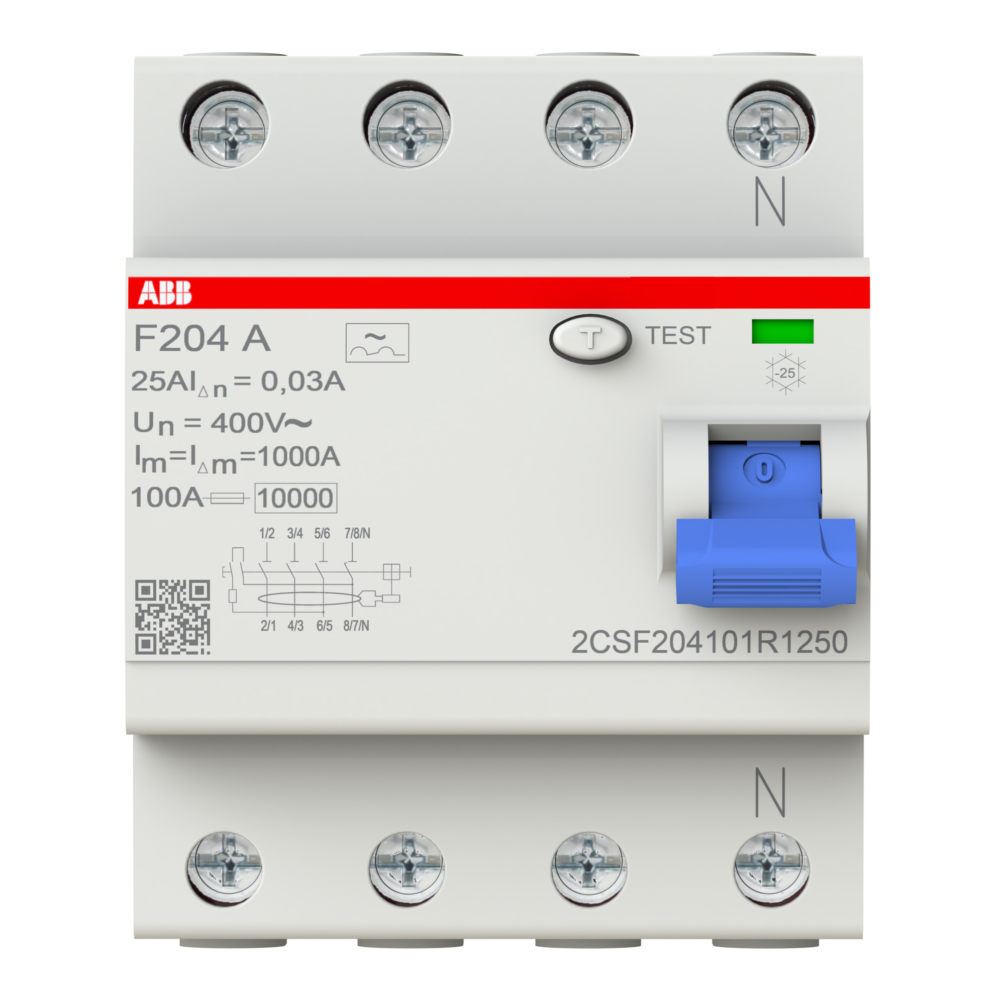 Interruptores Diferencial F200 a 4X 25A 30mA 2CSF204101R1250 — ABB — ABB