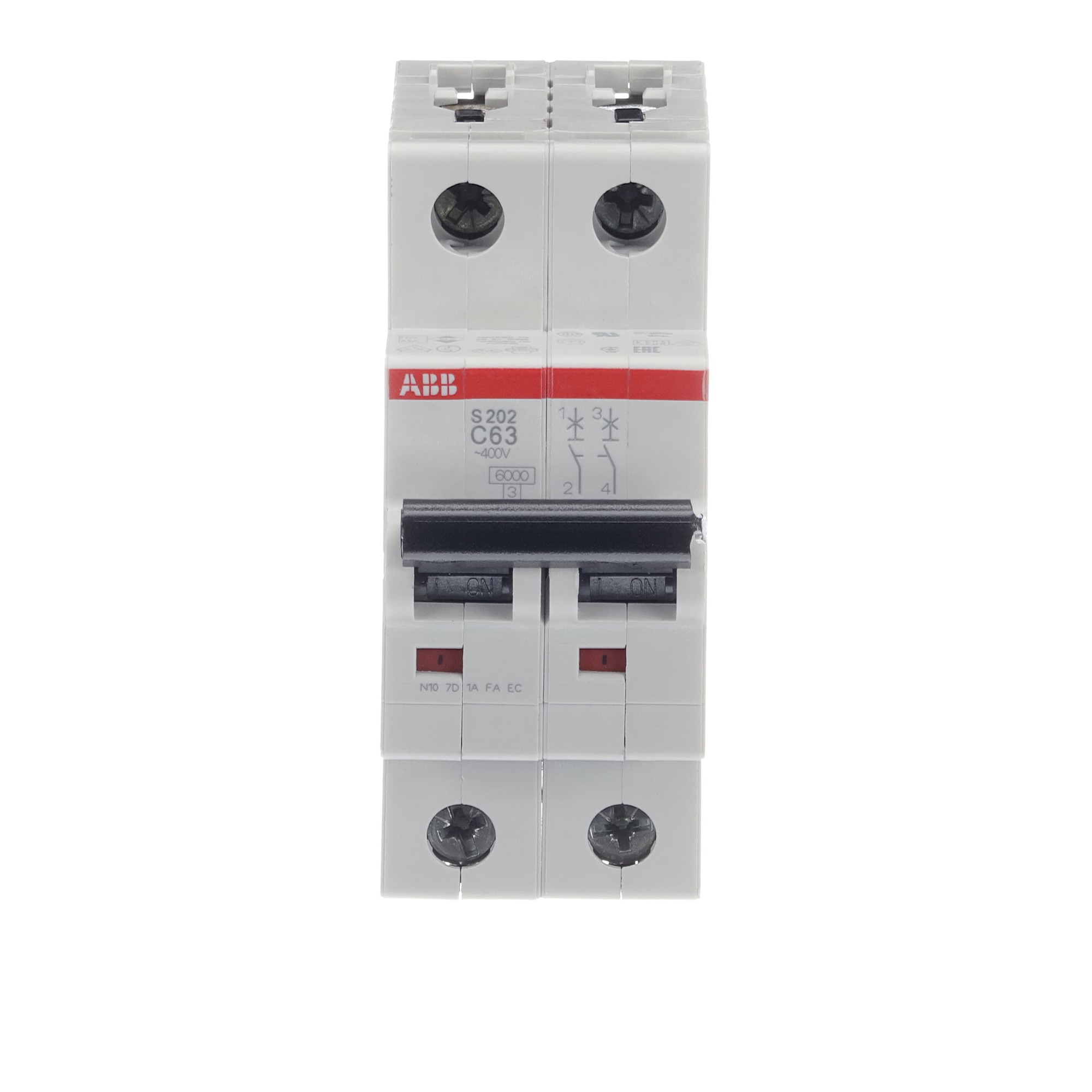 Interruptor automático 2x63A 10kA curva C S200 2CDS252001R0634 ABB — ABB