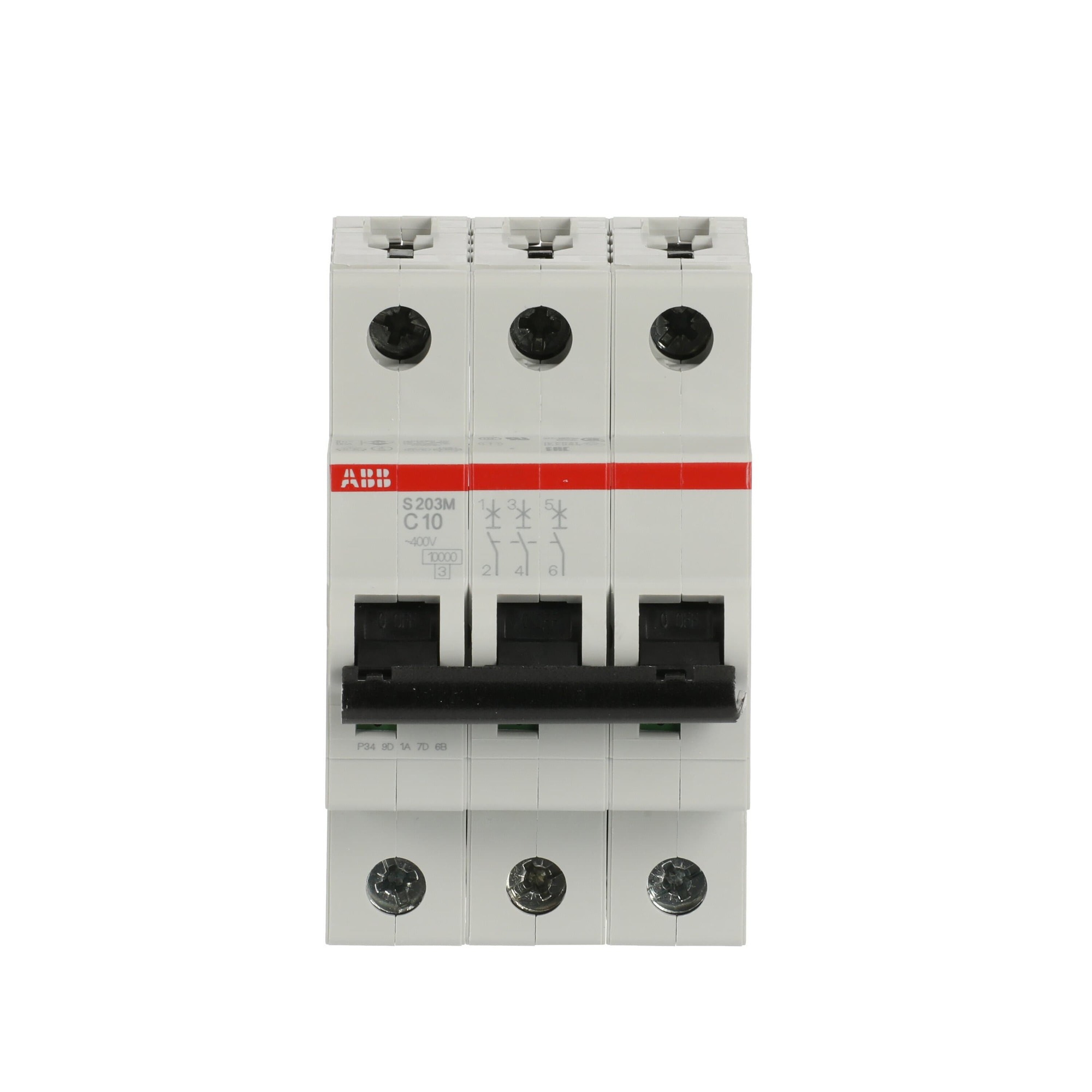 Interruptor automático 3x10A 15kA curva C 2CDS273001R0104 ABB — ABB