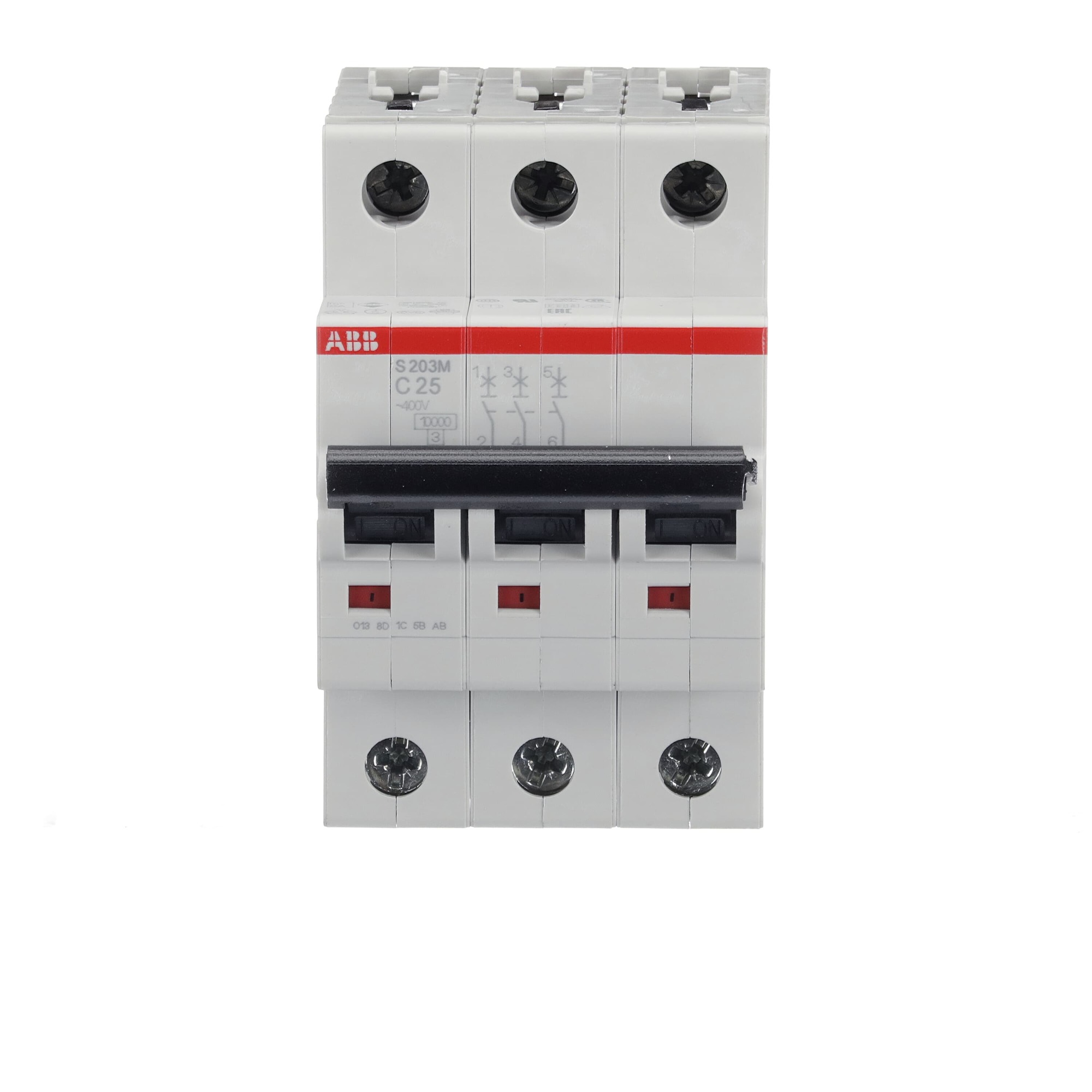 Interruptor automático 3x25A 15kA curva C 2CDS273001R0254 ABB — ABB