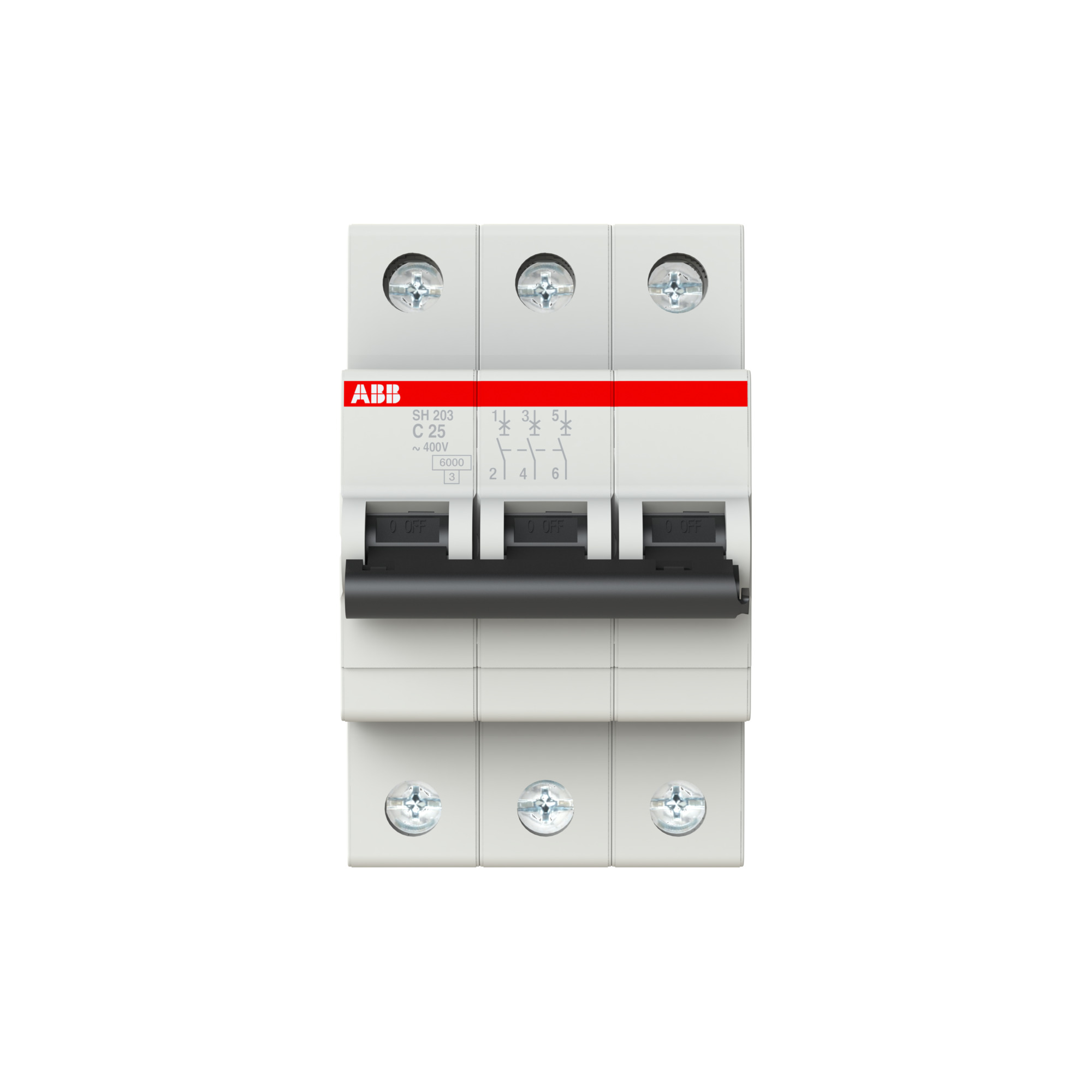 Interruptor automático 3x25A 6kA curva C 2CDS213001R0254 ABB — ABB