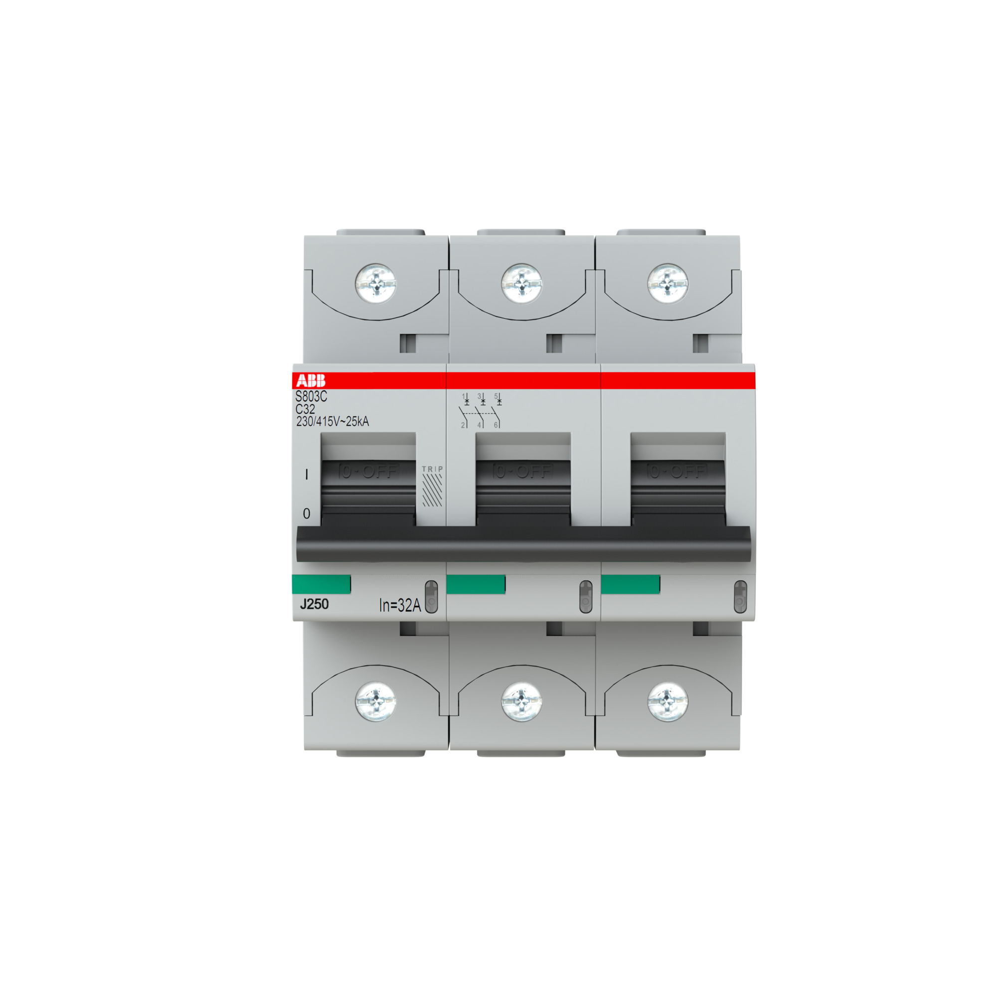 Interruptor automático 3x32A 25kA curva C 2CCS883001R0324 ABB — ABB