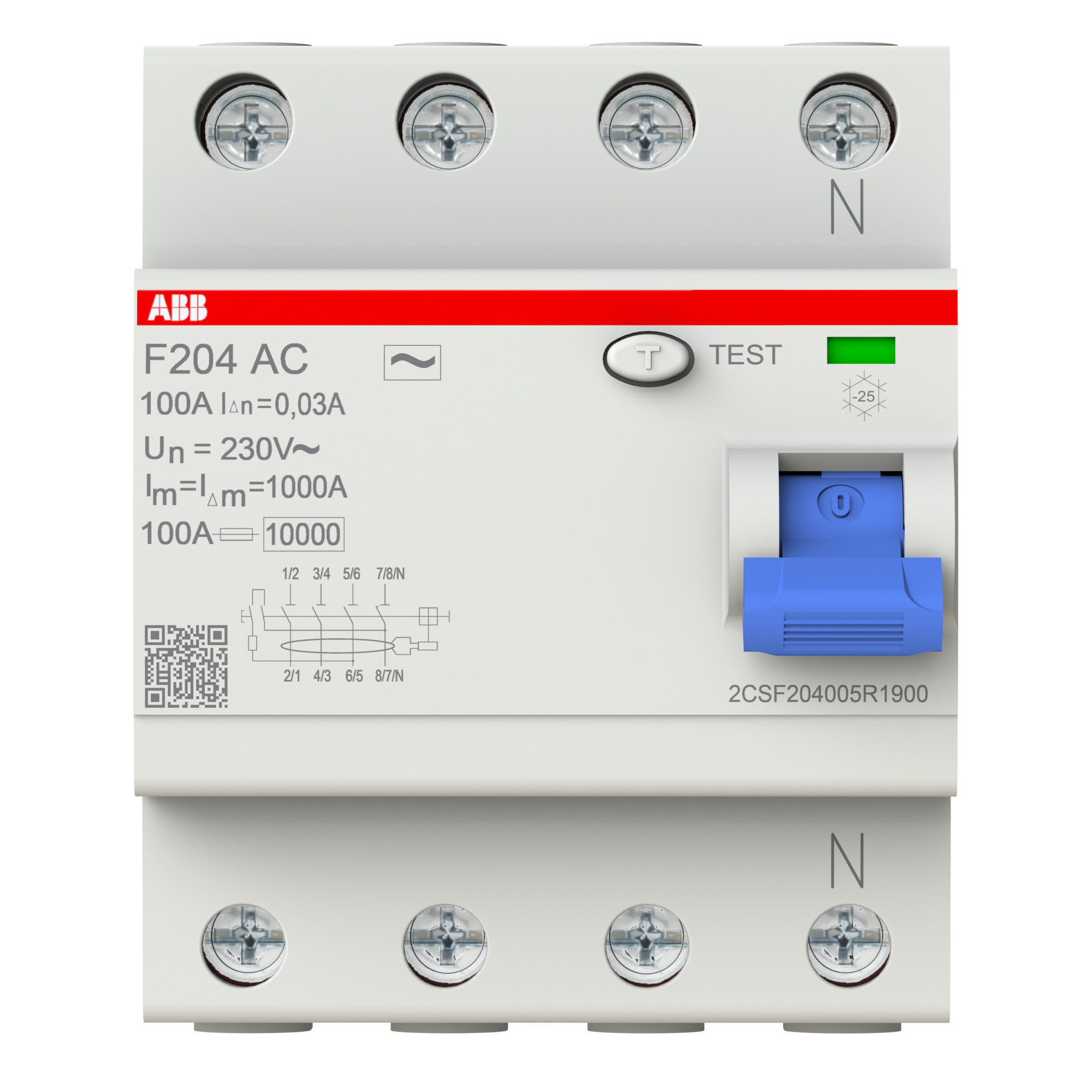 Interruptor DIFERENCIAL AC 4x100A 30mA F200 2CSF204005R1900 ABB — ABB
