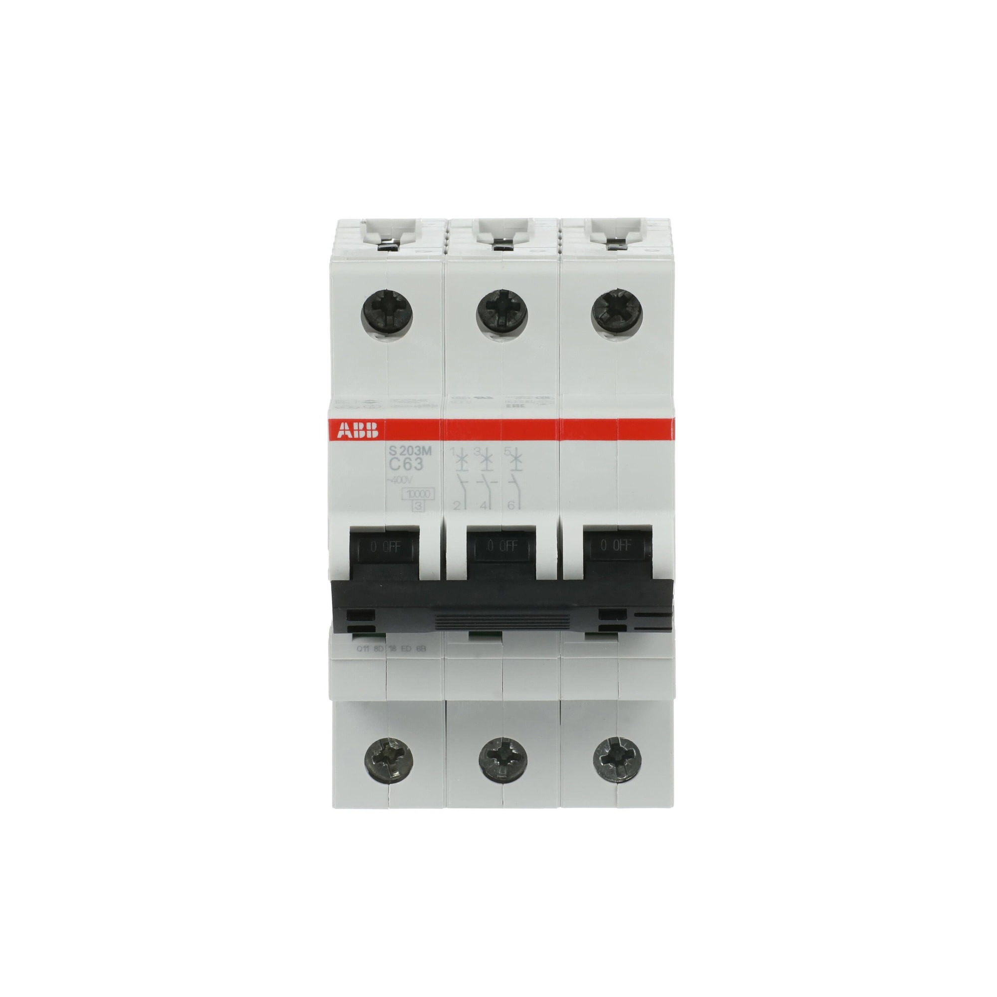 Interruptor automático 3x63A 15kA curva C 2CDS273001R0634 ABB — ABB