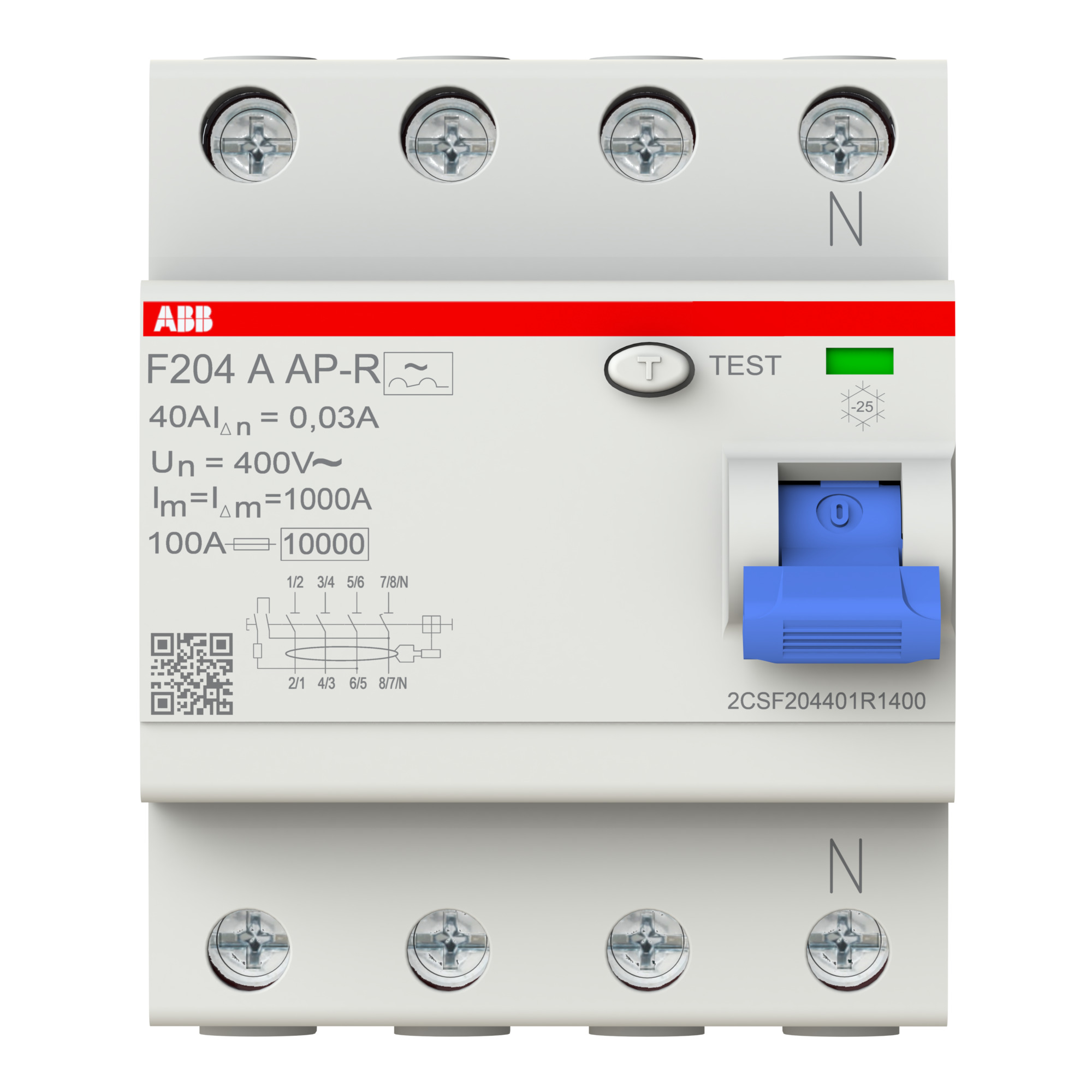 Interruptores Diferencial Inmunizado F200 Ap-r a 4X 40A 30mA 2CSF204401R1400 — ABB — ABB