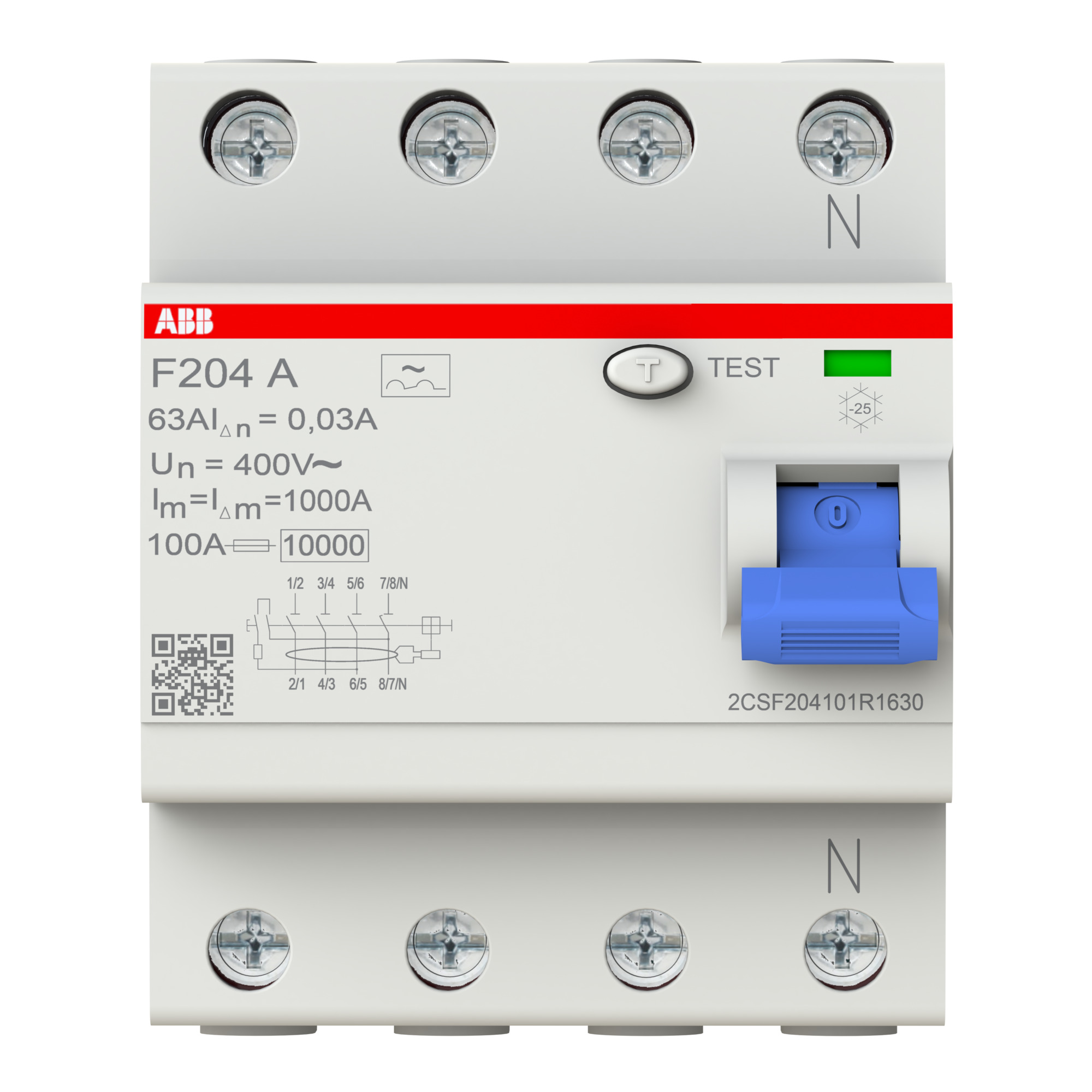 Interruptor DIFERENCIAL F200 A 4x 63A 30MA 2CSF204101R1630 ABB — ABB