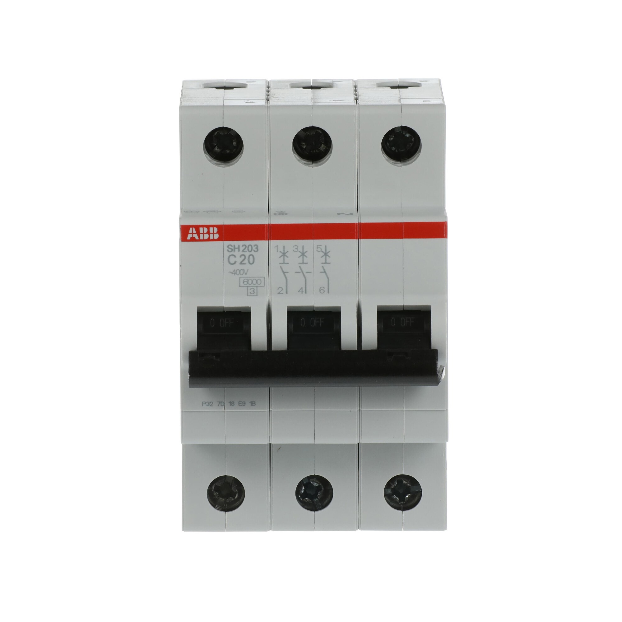Interruptor automático 3x20A 6kA curva C 2CDS213001R0204 ABB — ABB