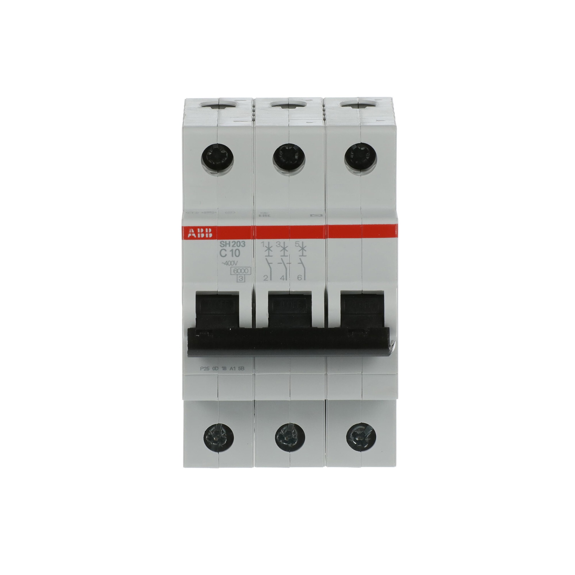 Interruptor automático 3x10A 6kA curva C 2CDS213001R0104 ABB — ABB