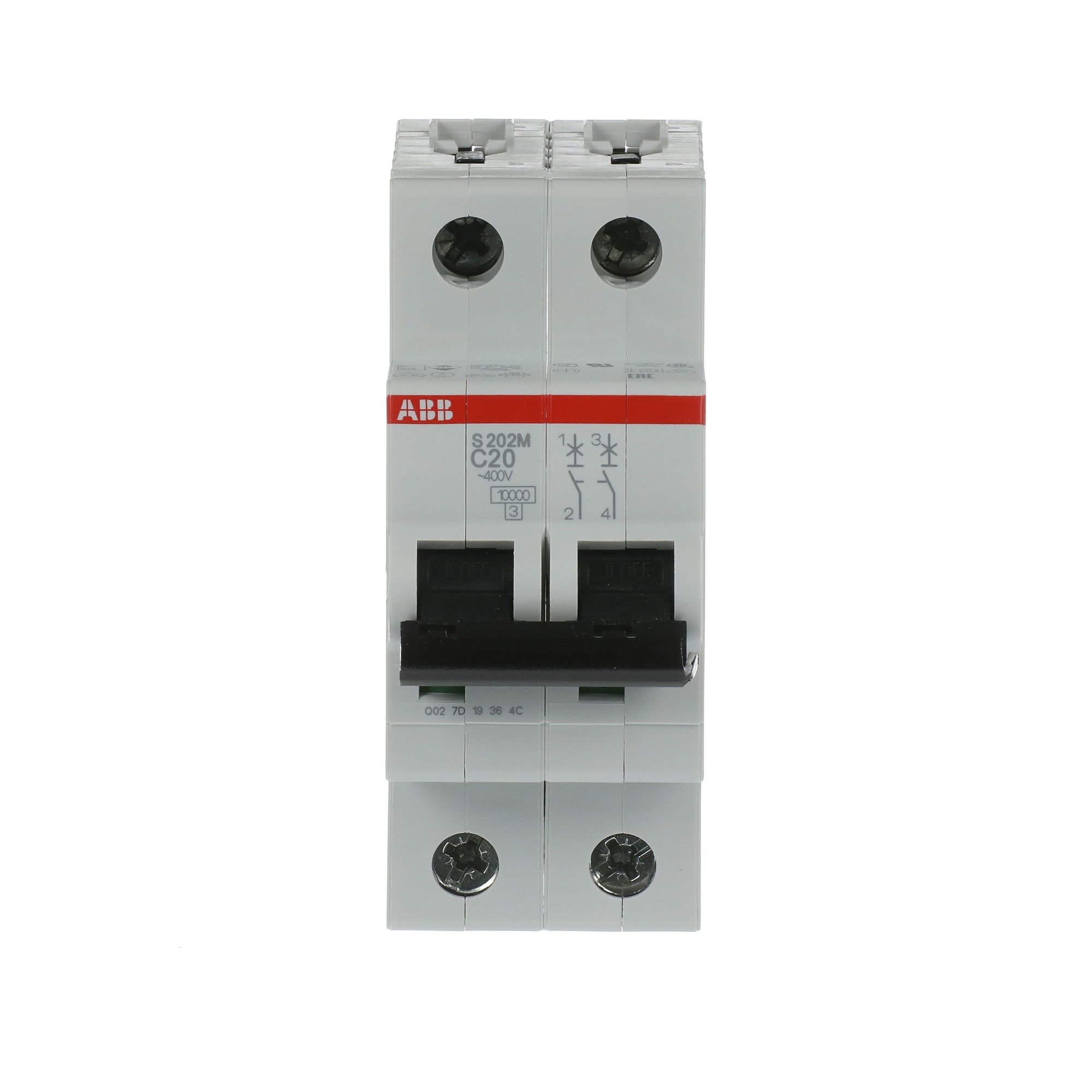 Interruptor automático 2x20A 15kA curva C 2CDS272001R0204 ABB — ABB
