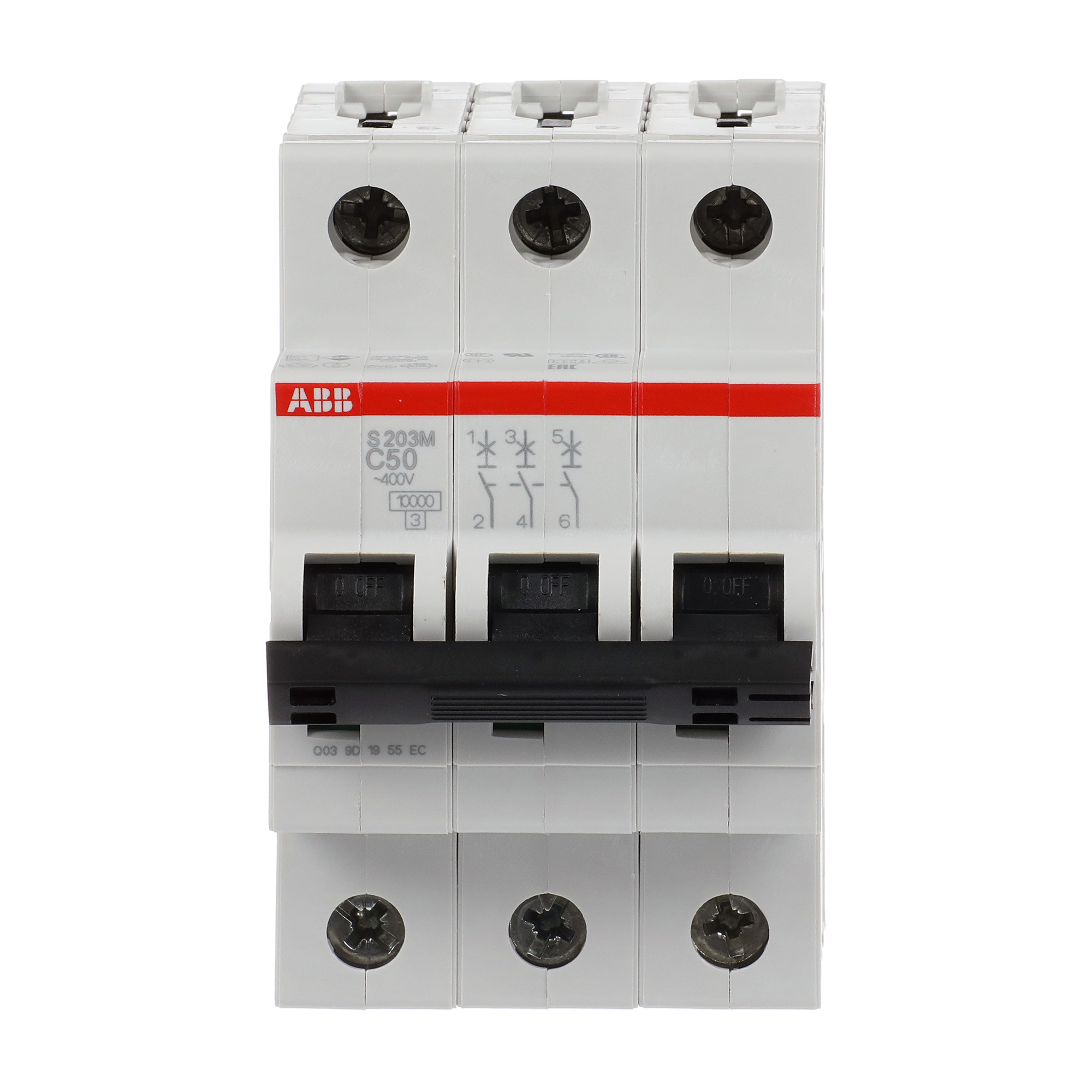 Interruptor automático 3x50A 15kA curva C 2CDS273001R0504 ABB — ABB
