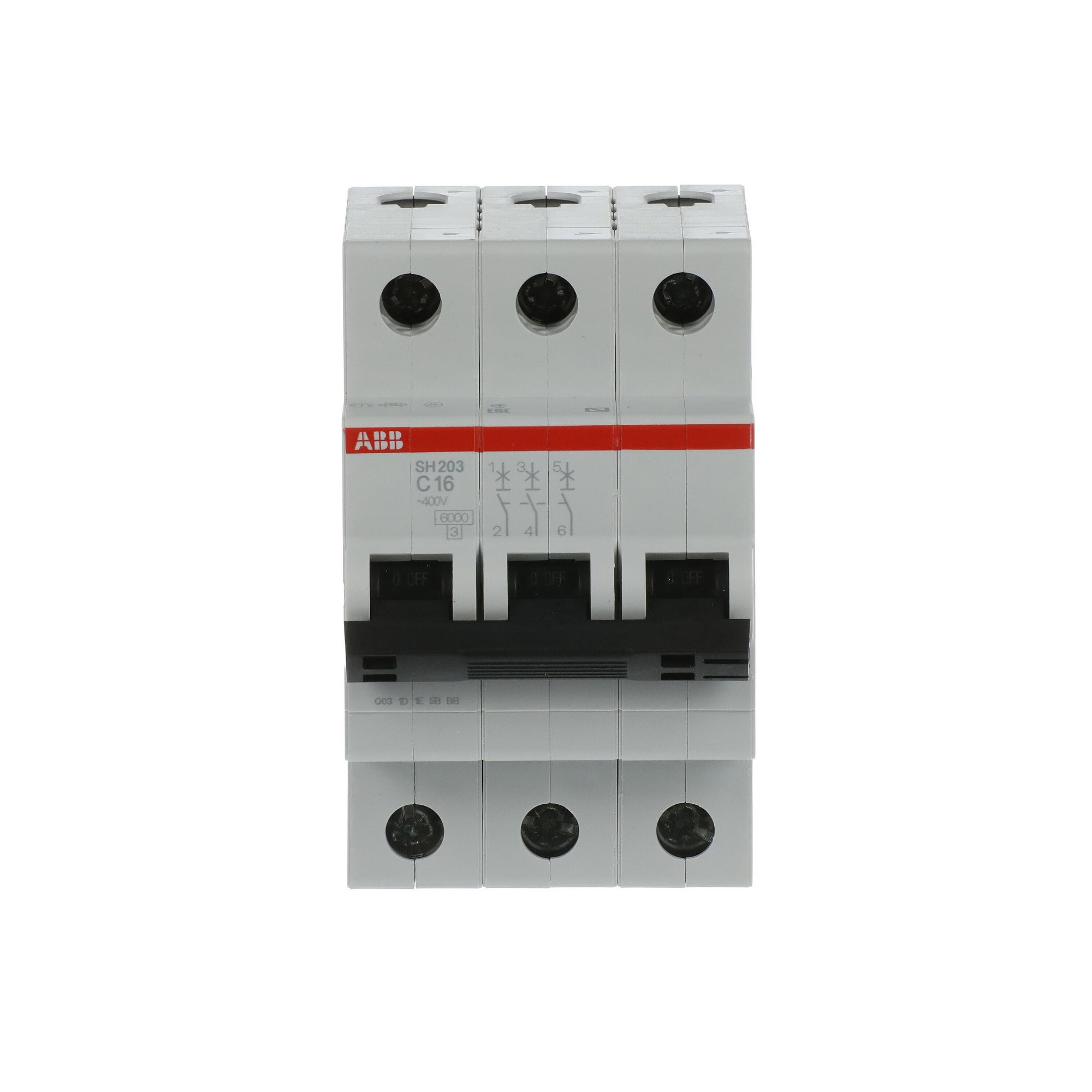 Interruptor automático 3x16A 6kA curva C 2CDS213001R0164 ABB — ABB