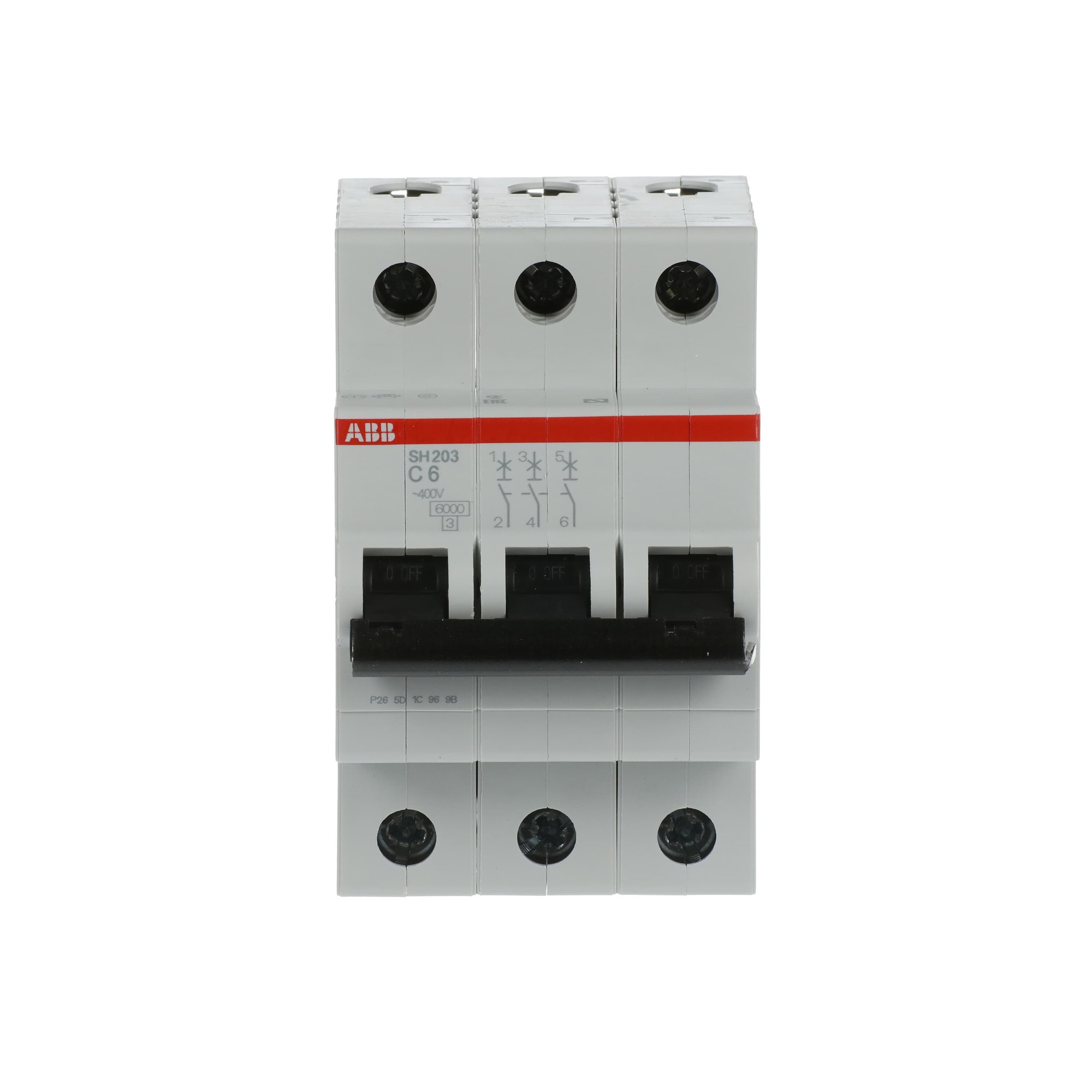 Interruptor automático 3x6A 6kA curva C 2CDS213001R0064 ABB — ABB