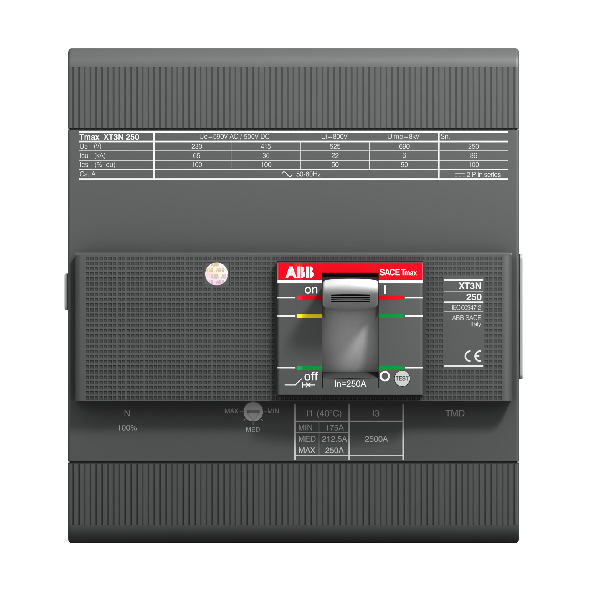 Interruptor caja moldeada 4x250A 36kA 1SDA068070R1 ABB — ABB