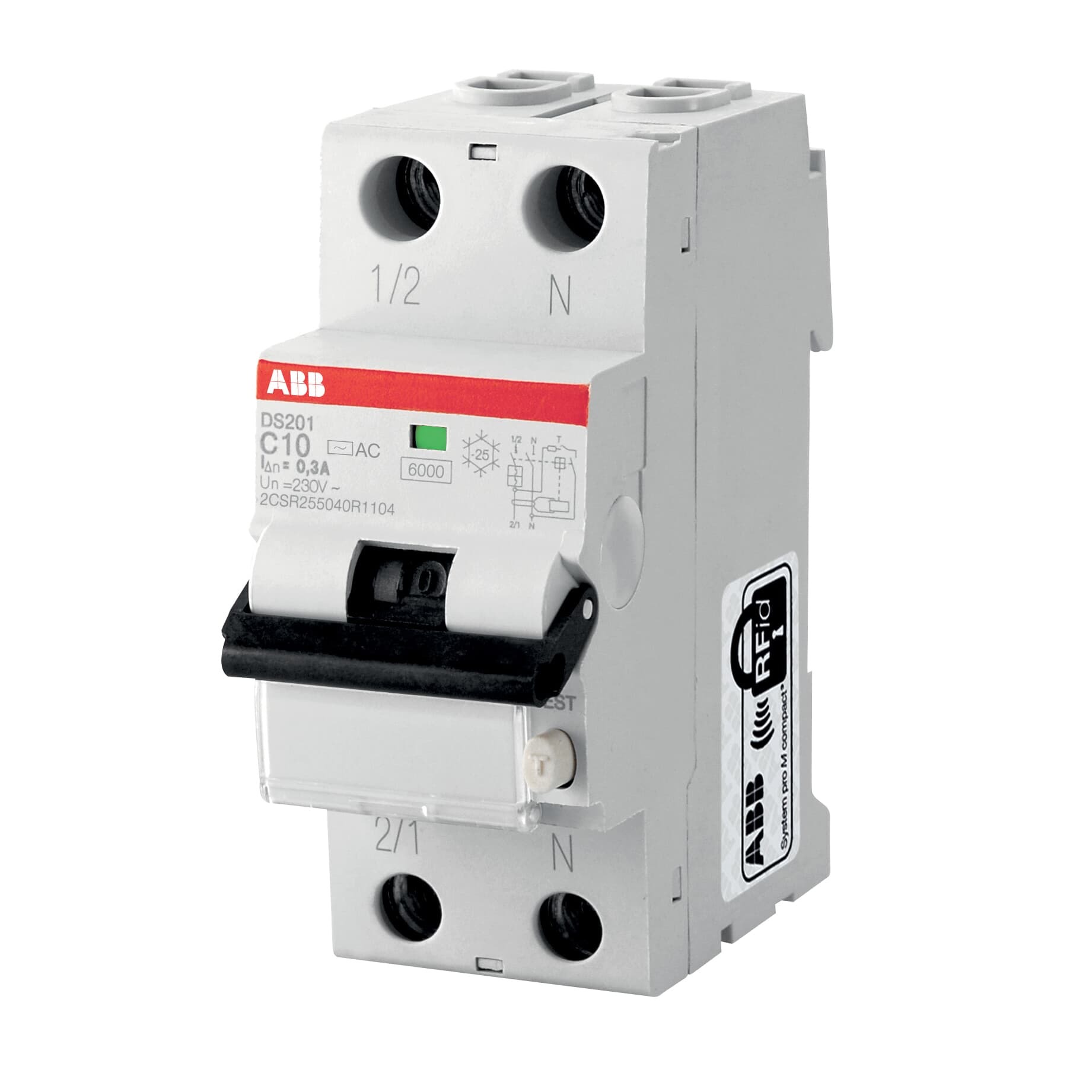 Interruptor COMB 2x16A C 10KA AC 30mA DS201 2CSR255040R1164 ABB — ABB