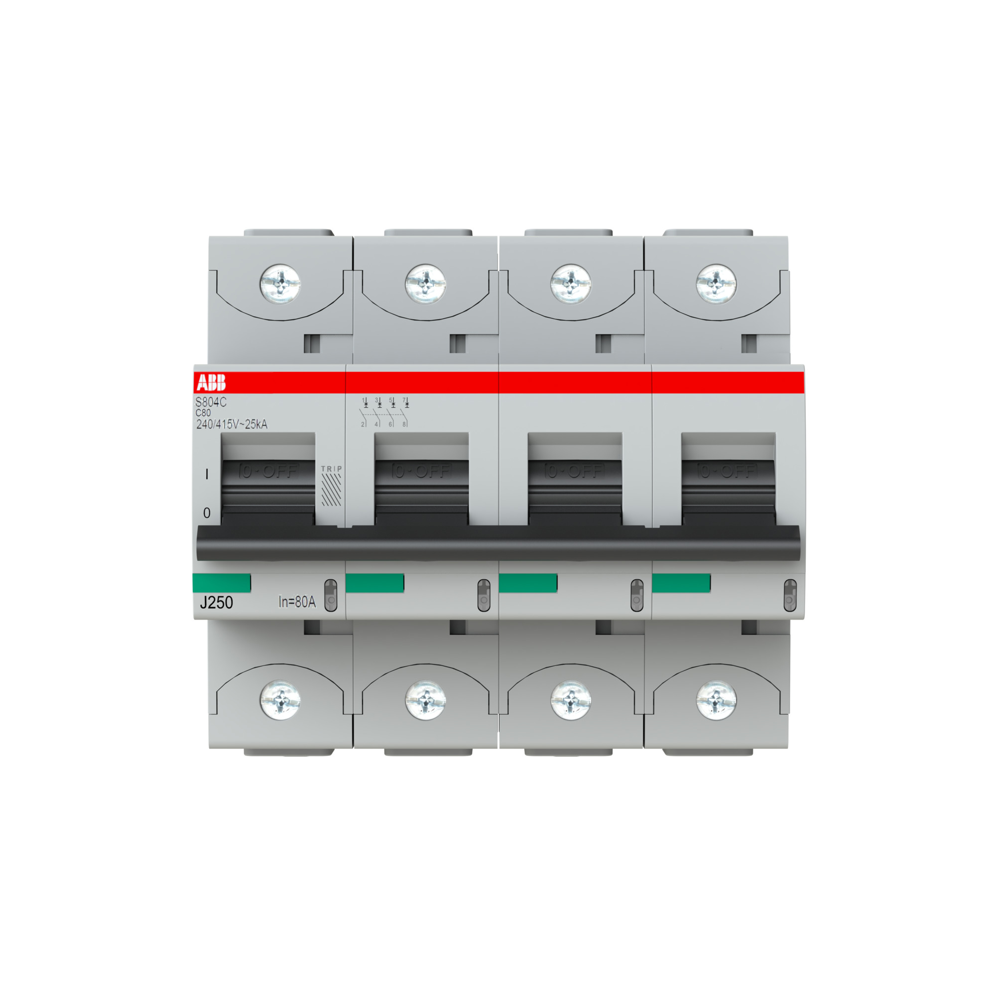 Interruptor automático 4x80A 25kA curva C 2CCS884001R0804 ABB — ABB