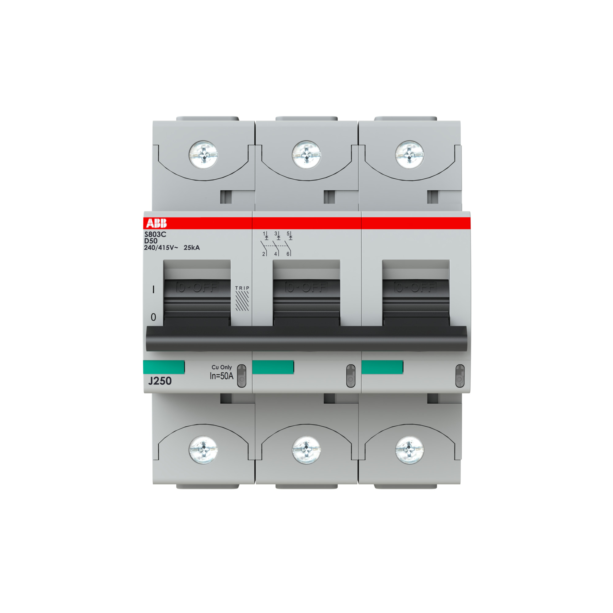 Interruptor automático 3x50A 25kA curva D 2CCS883001R0501 ABB — ABB