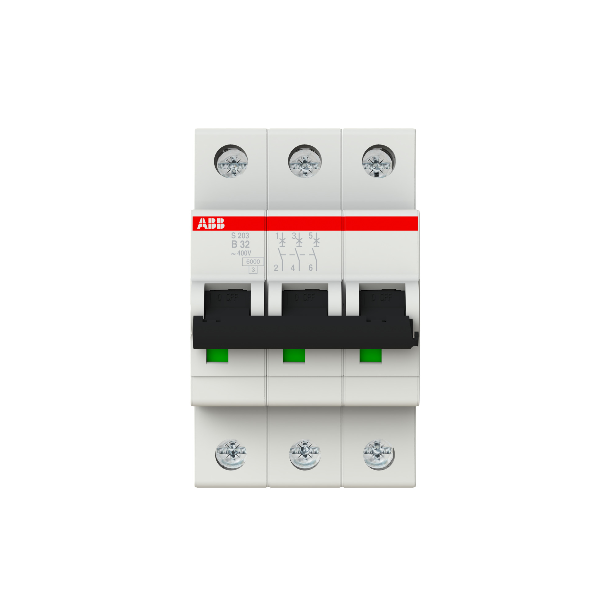 Interruptor automático 3x32A 10kA curva B SH200 2CDS253001R0325 ABB — ABB