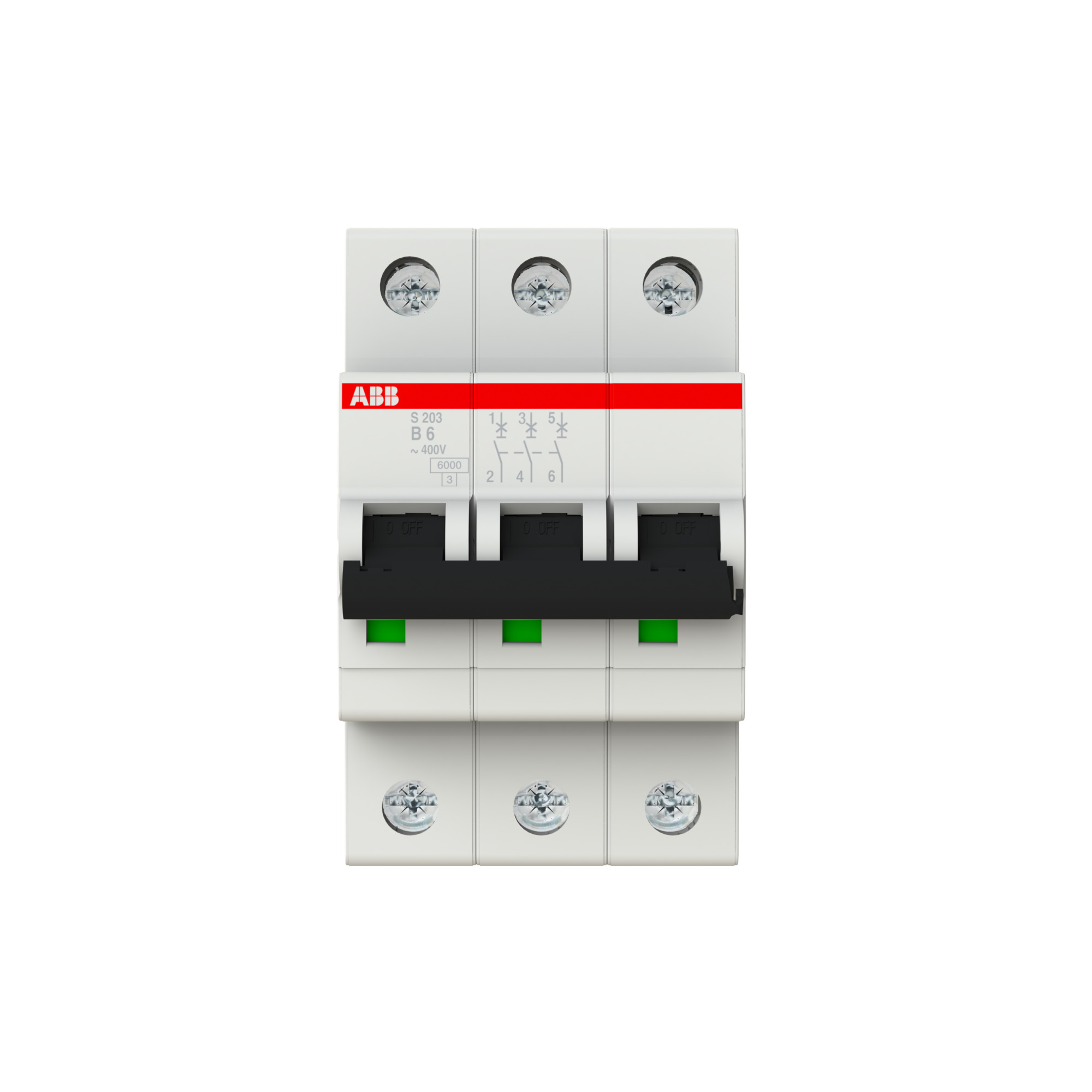Interruptor automático 3x6A 6kA curva B SH200 2CDS253001R0065 ABB — ABB