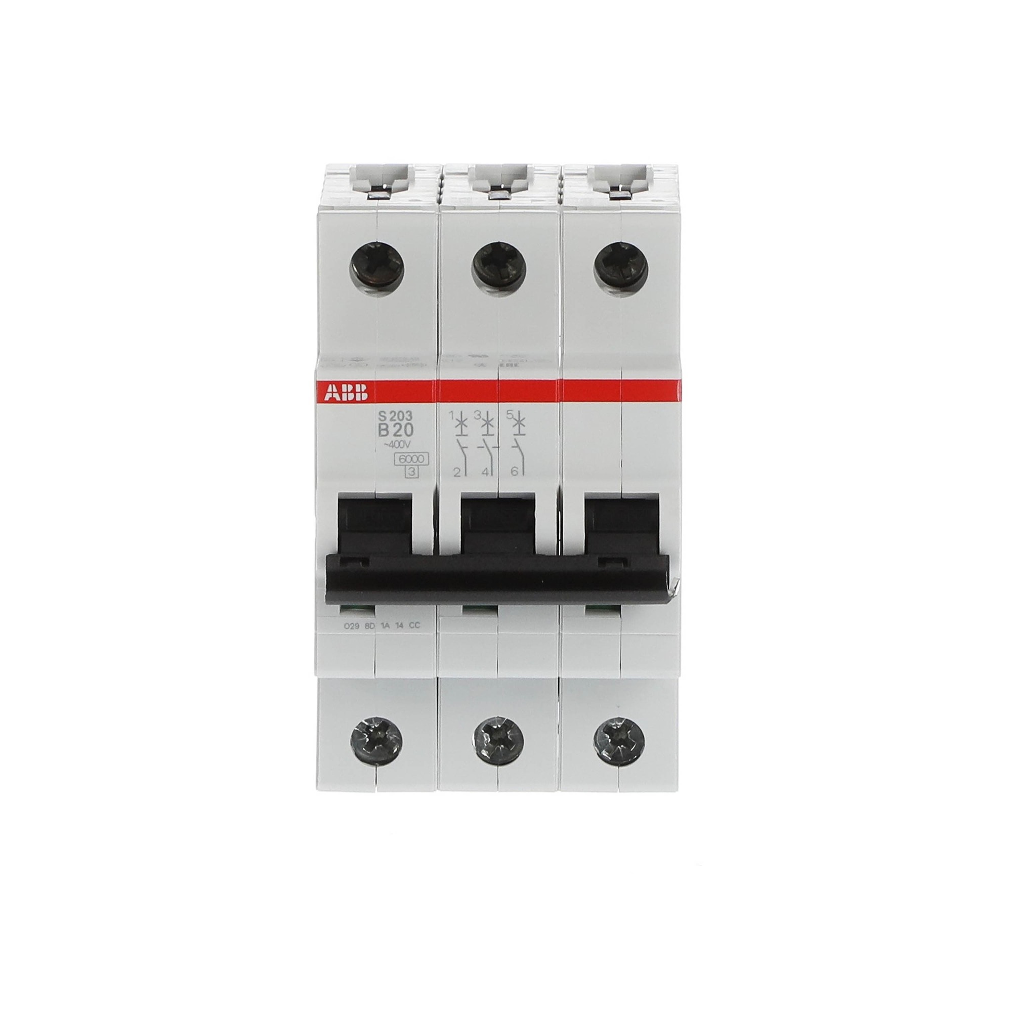 Interruptor automático 3x20A 10kA curva B S200 2CDS253001R0205 ABB — ABB