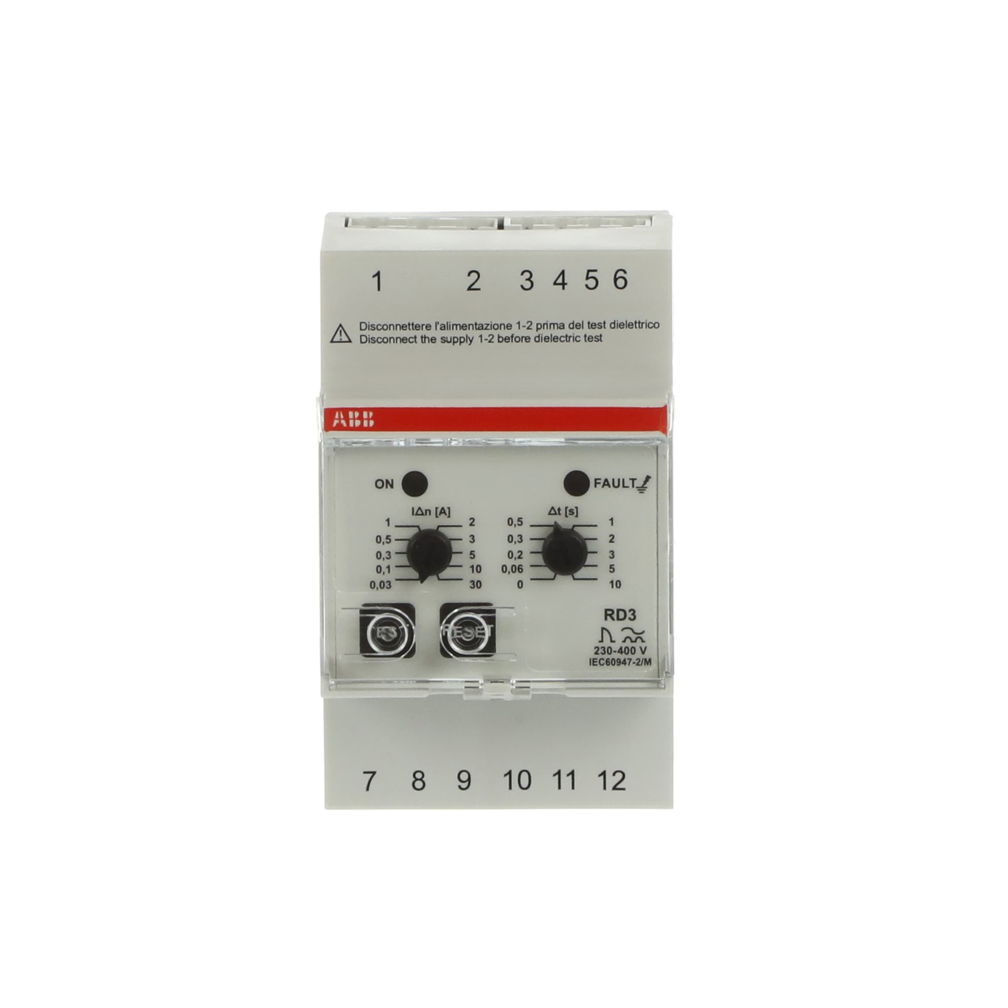 Relé DIFERENCIAL ELECTRONICO 230-400 C.A RD3 2CSJ201001R0002 ABB — ABB