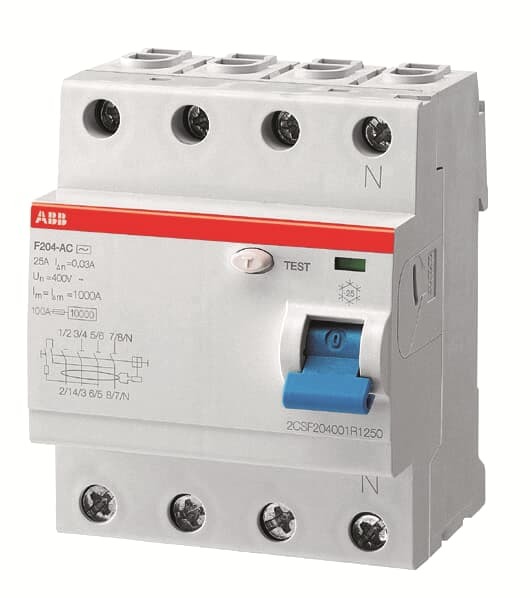 Interruptores Diferencial 4X 40A 300mA 2P F200 1TMF204005R3400 — ABB — ABB