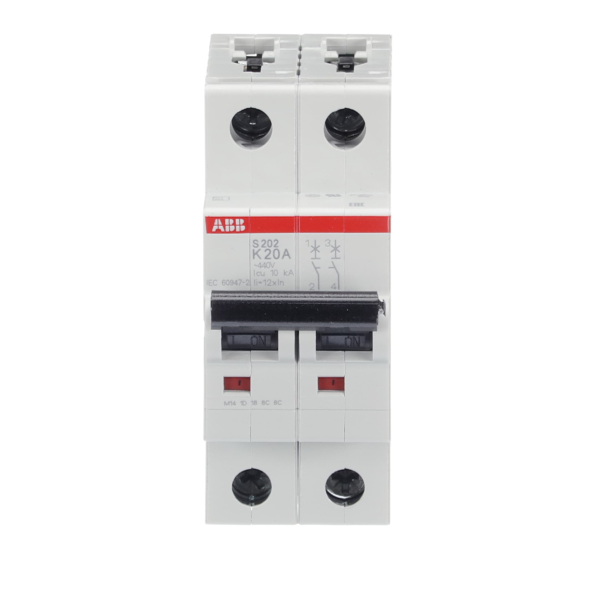 Interruptor automático 2x20A 10kA curva K S200 2CDS252001R0487 ABB — ABB