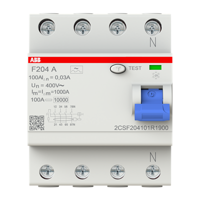 Interruptor DIFERENCIAL F204A-100/0,03 TIPO A 4P 100A 30MA 2CSF204101R1900 ABB — ABB
