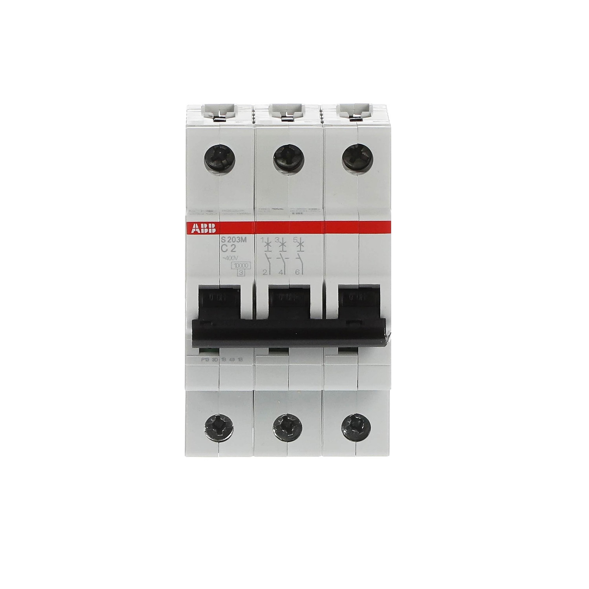 Interruptor automático 3x2A 15kA curva C 2CDS273001R0024 ABB — ABB