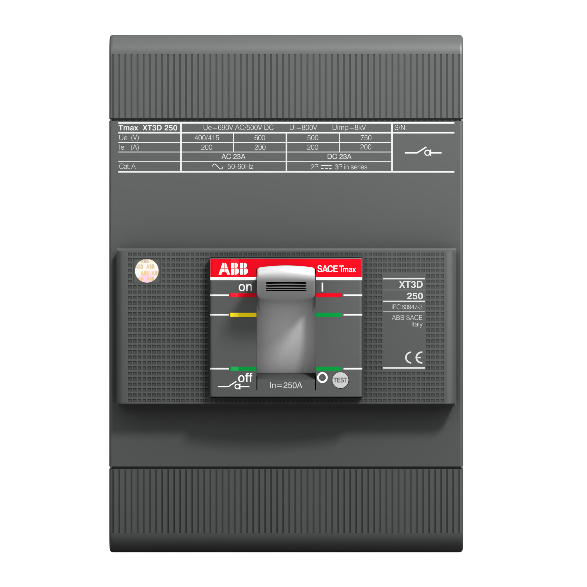 Interruptor caja moldeada 3x250A TMAX 1SDA068210R1 ABB — ABB