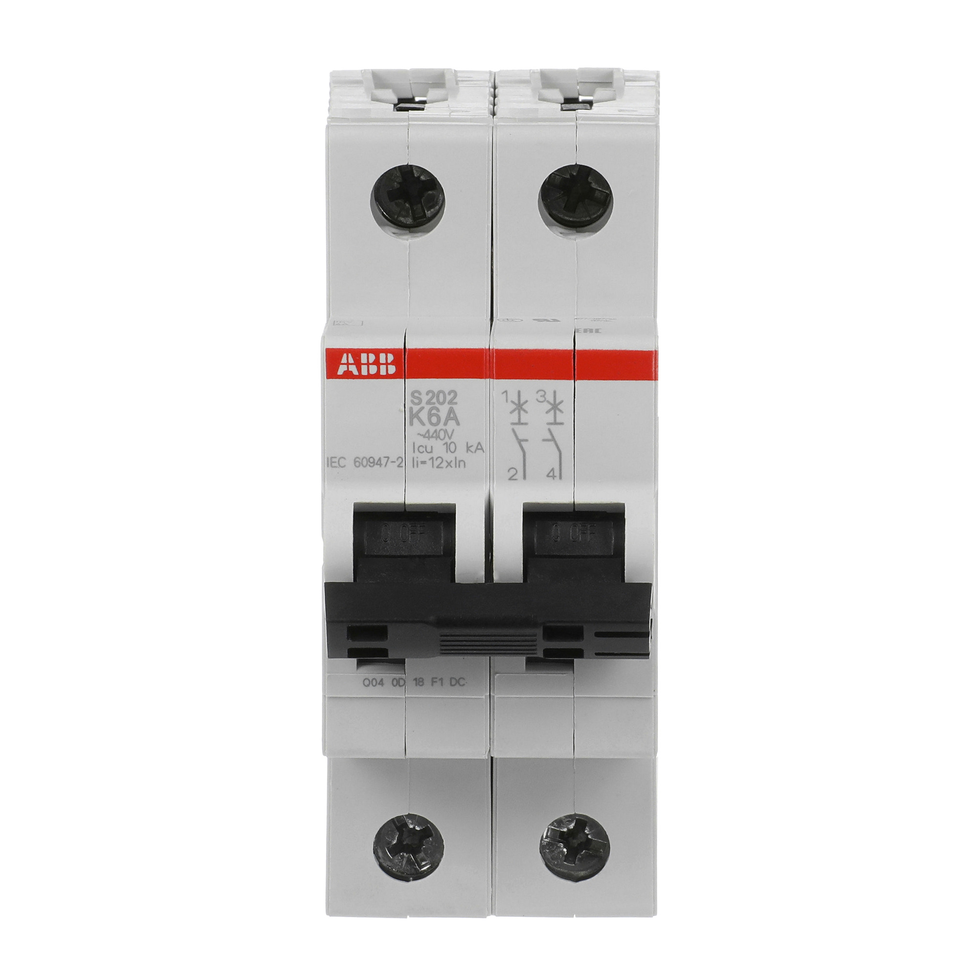 Interruptor automático 2x6A 10kA curva K S200 2CDS252001R0377 ABB — ABB