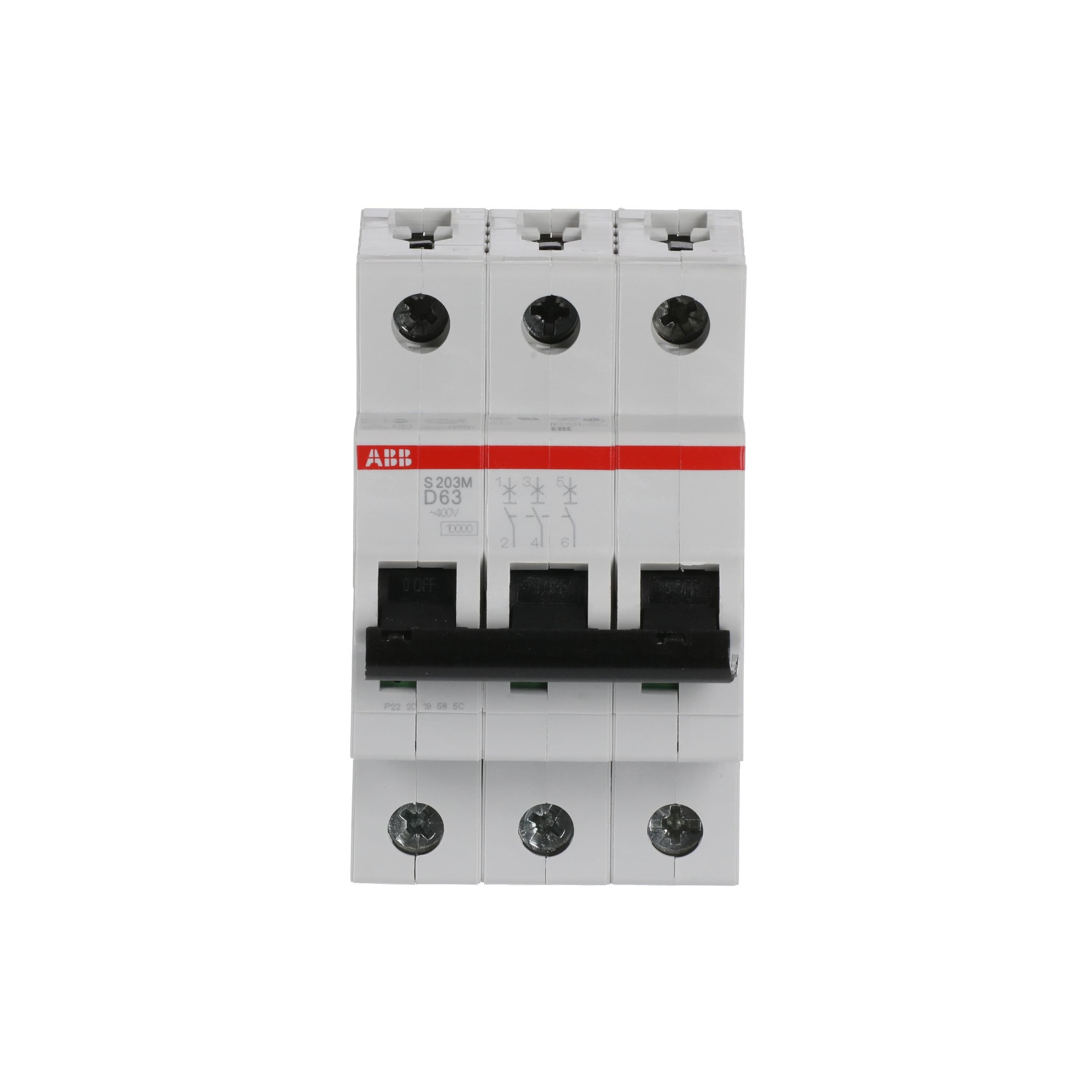 Interruptor automático 3x63A 15kA curva D 2CDS273001R0631 ABB — ABB