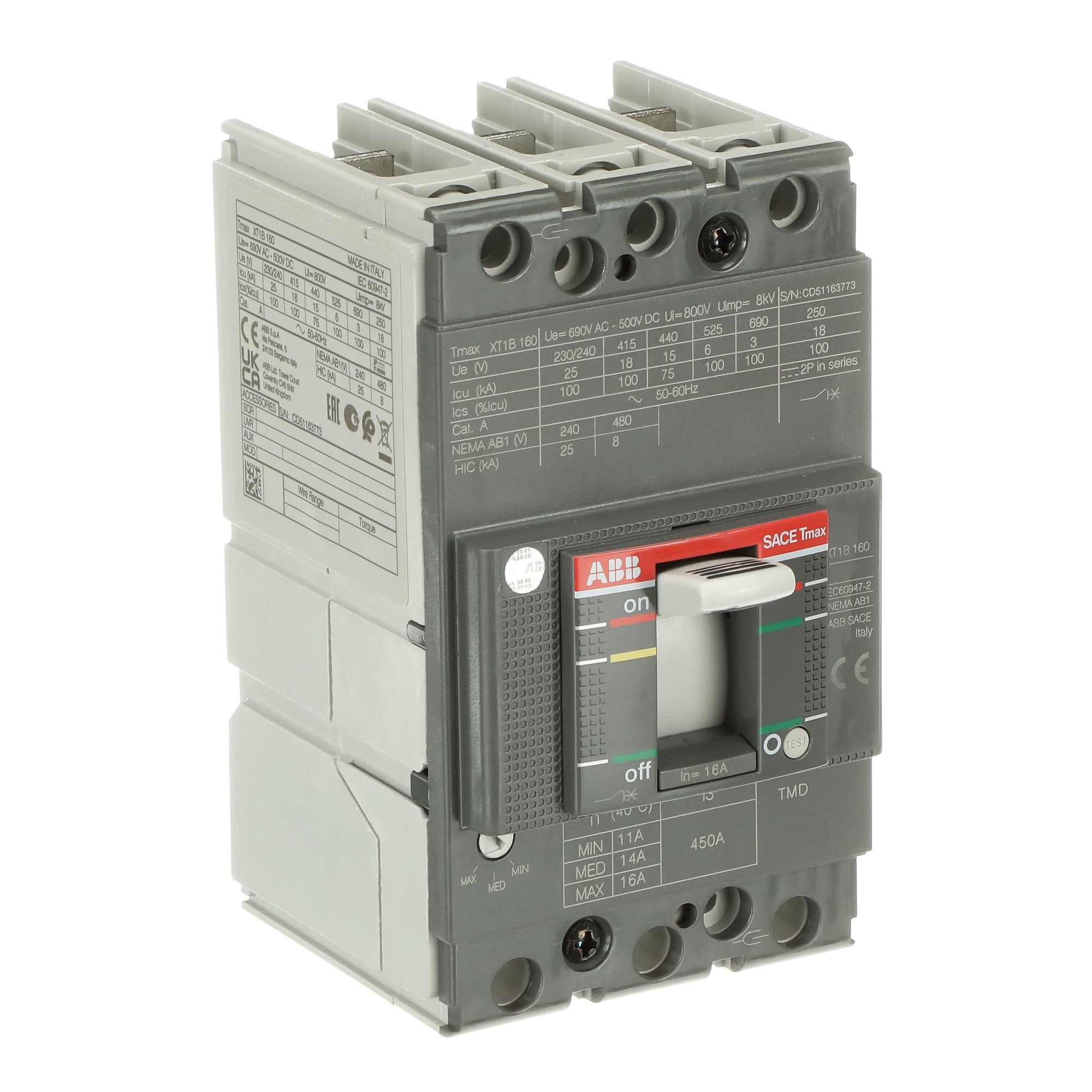 Interruptores MOLDEADO3x16A 18kA Rele: Tmdc/reg. XT1B 1SDA066799R1 — ABB — ABB
