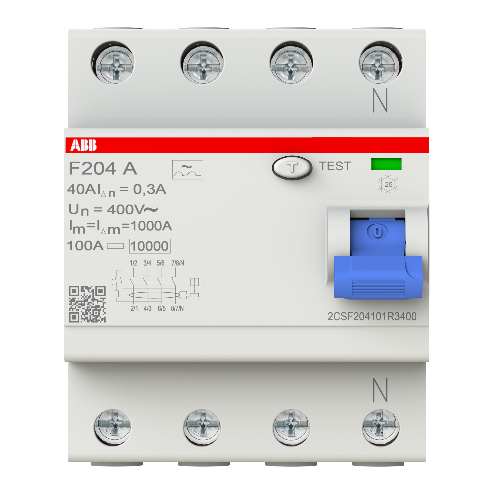 Interruptor Diferencial F200 a 4X 40A 300mA 2CSF204101R3400 — ABB — ABB