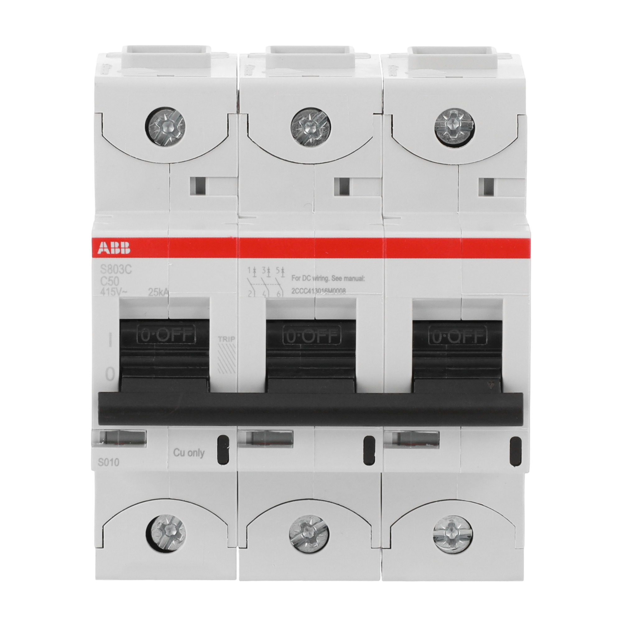 Interruptor automático 3x50A 25kA curva C 2CCS883001R0504 ABB — ABB