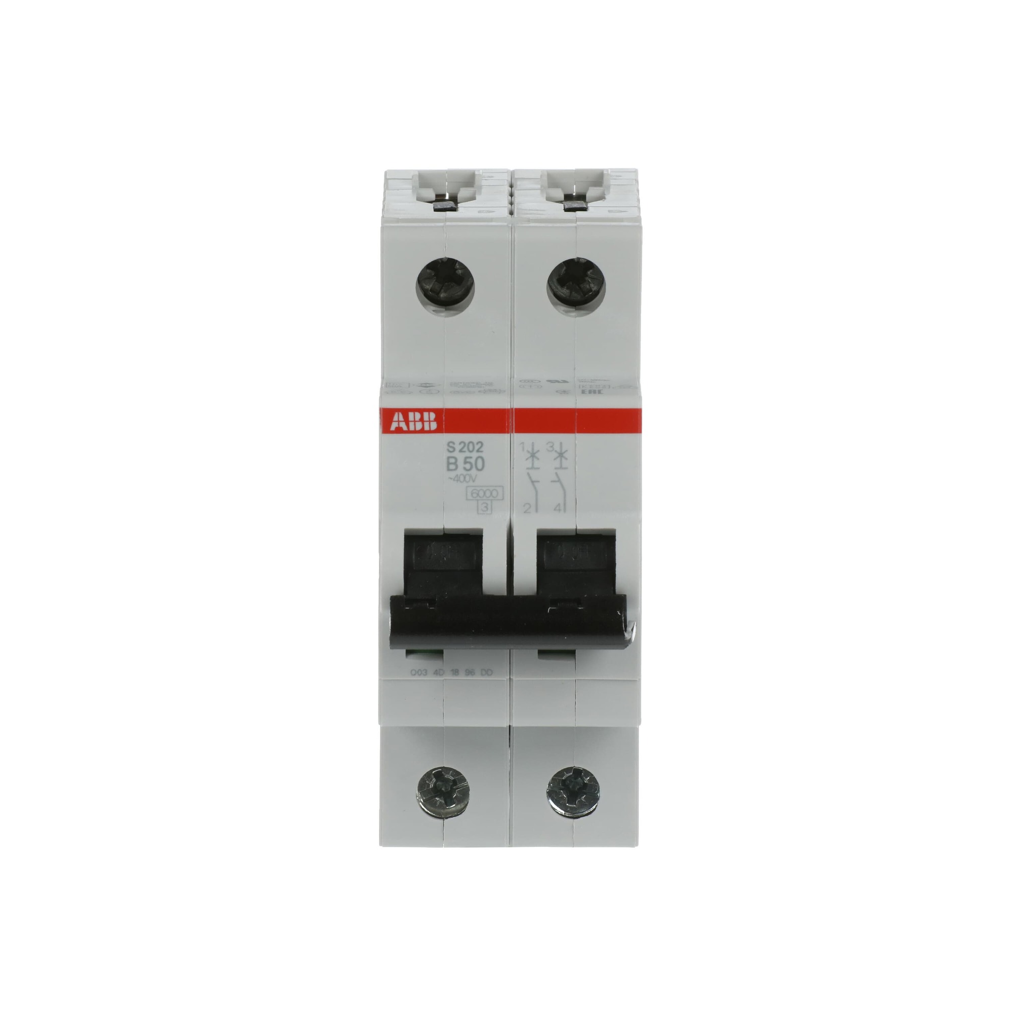 Interruptor automático 2x50A 10kA curva B SH200 2CDS252001R0505 ABB — ABB