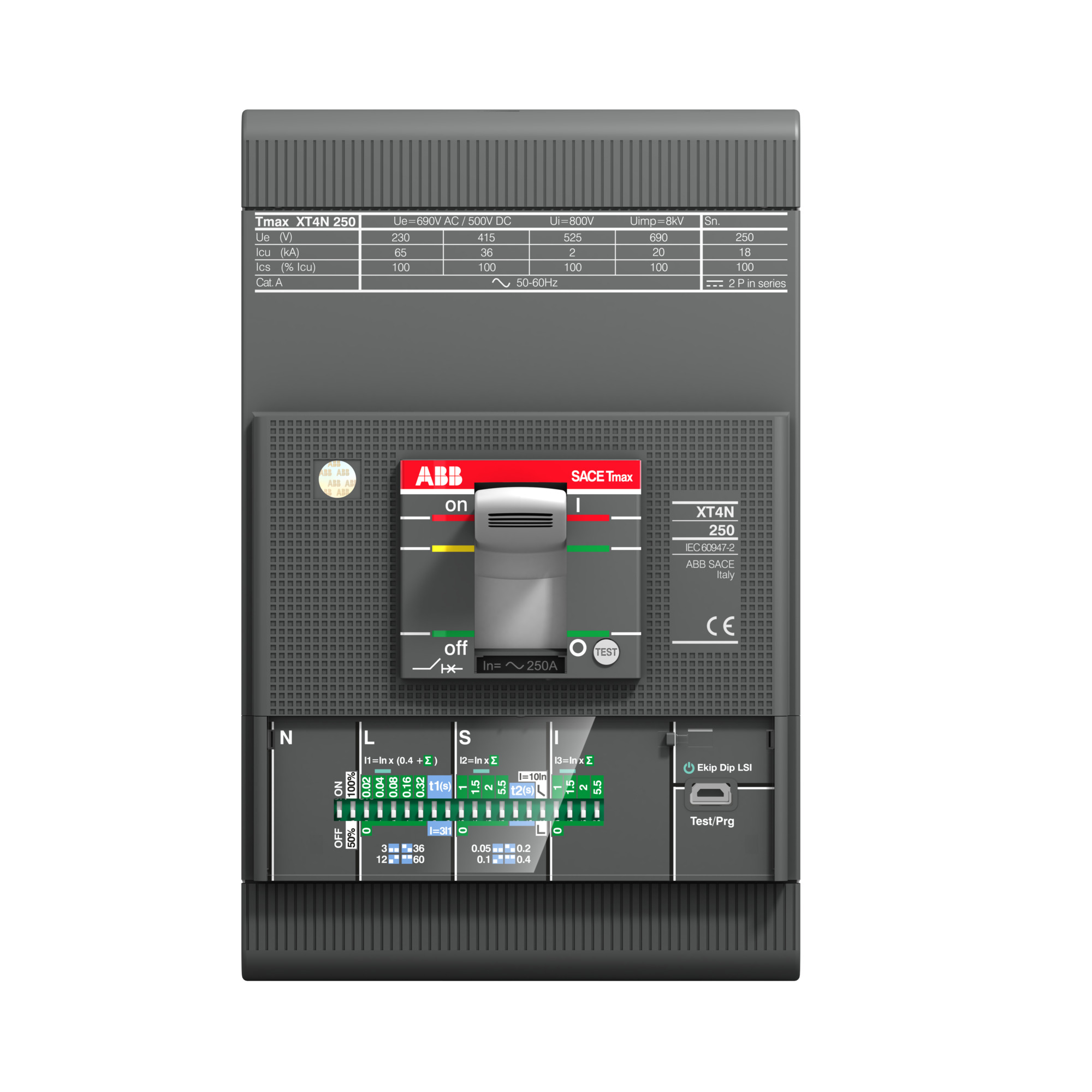 Interruptor caja moldeada 3x250A 36kA XT4 — Regulable 1SDA068136R1 ABB — ABB