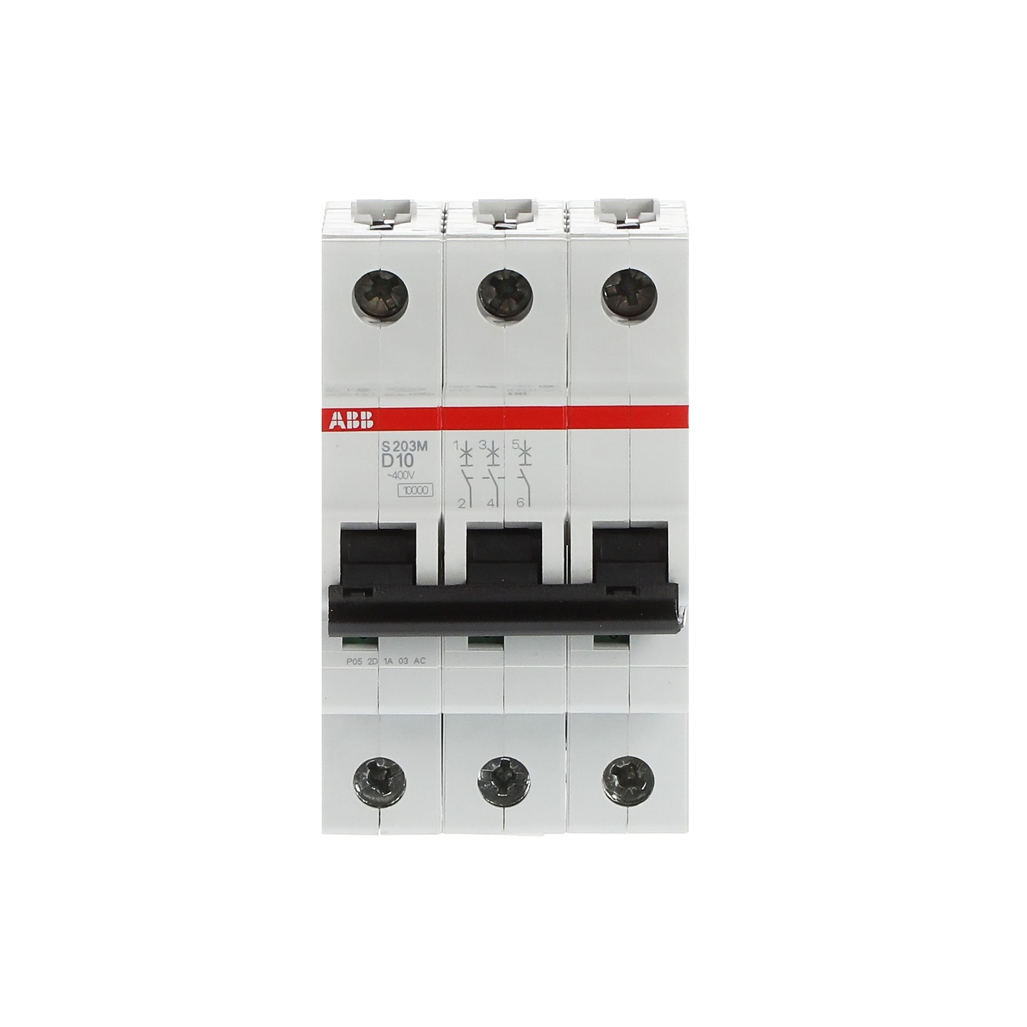 Interruptor automático 3x10A 15kA curva D 2CDS273001R0101 ABB — ABB