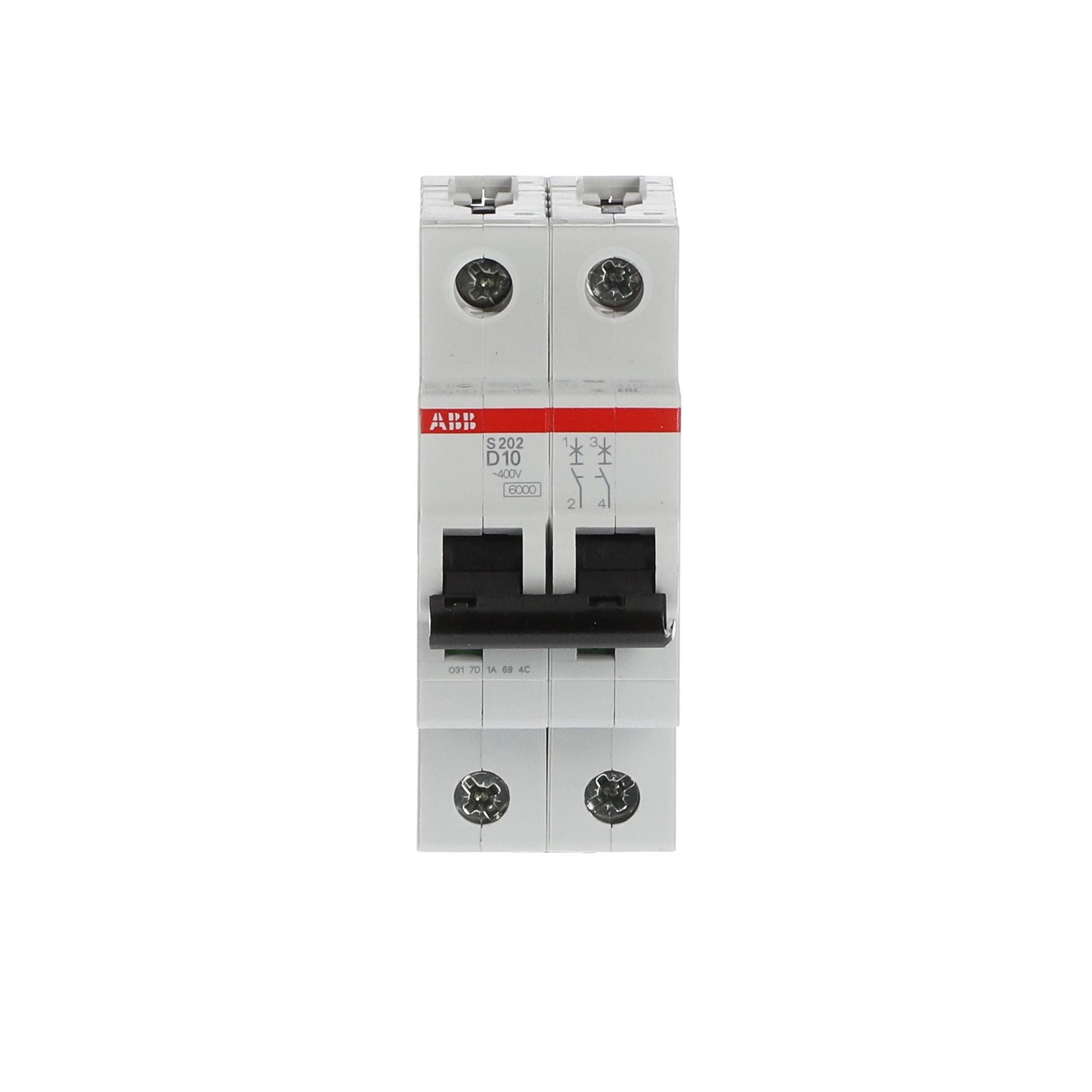 Interruptor automático 2x10A 10kA curva D S200 2CDS252001R0101 ABB — ABB