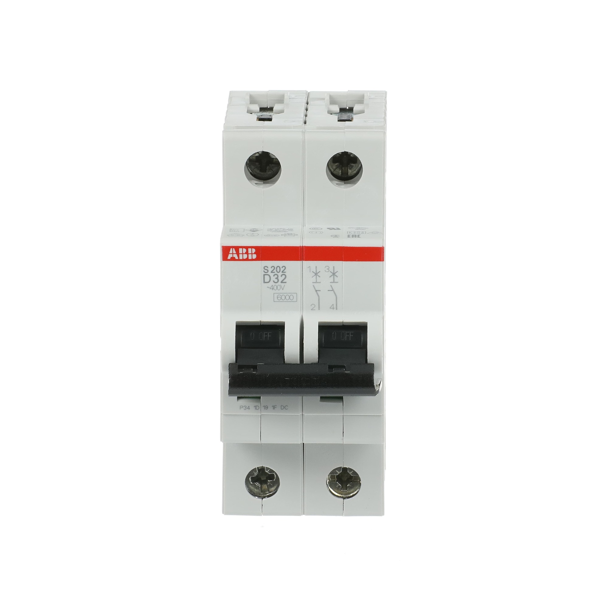 Interruptor automático 2x32A 10kA curva D S200 2CDS252001R0321 ABB — ABB