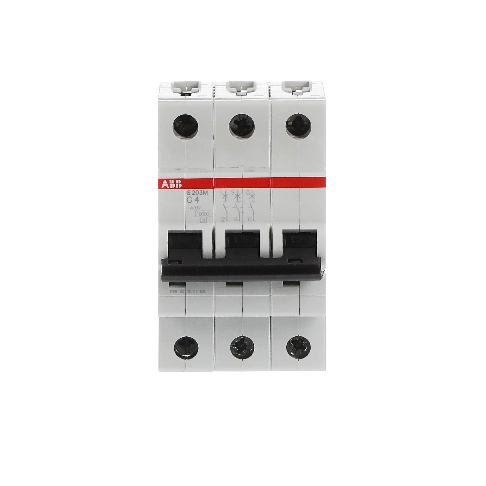 Interruptor automático 3x4A 15kA curva C 2CDS273001R0044 ABB — ABB