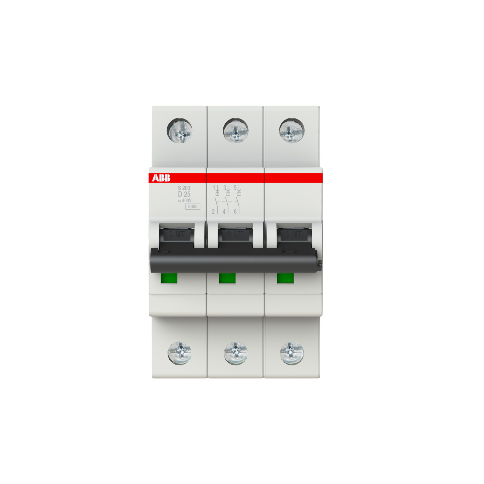 Interruptor automático 3x25A 10kA curva D S200 2CDS253001R0251 ABB — ABB