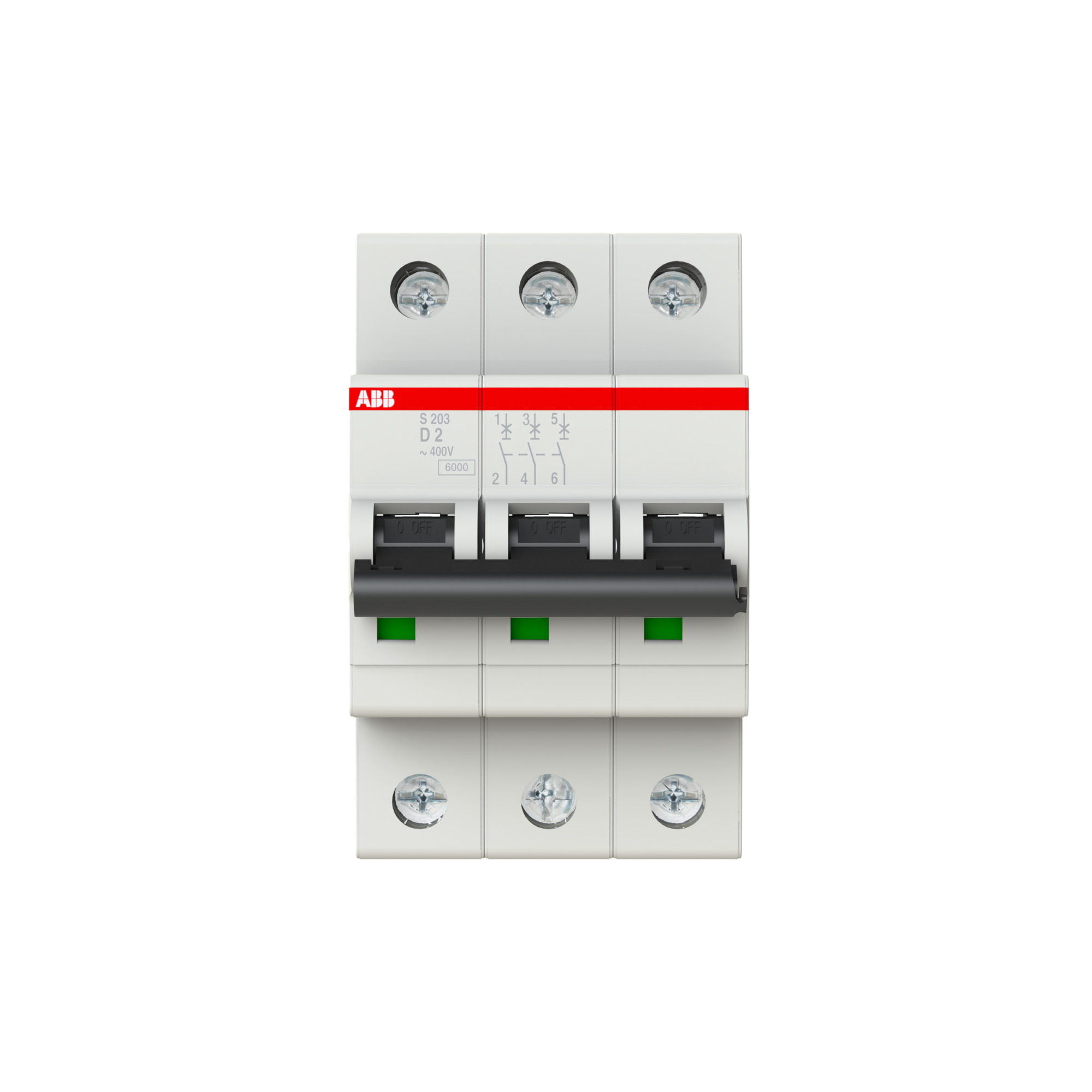 Interruptor automático 3x2A 10kA curva D S200 2CDS253001R0021 ABB — ABB