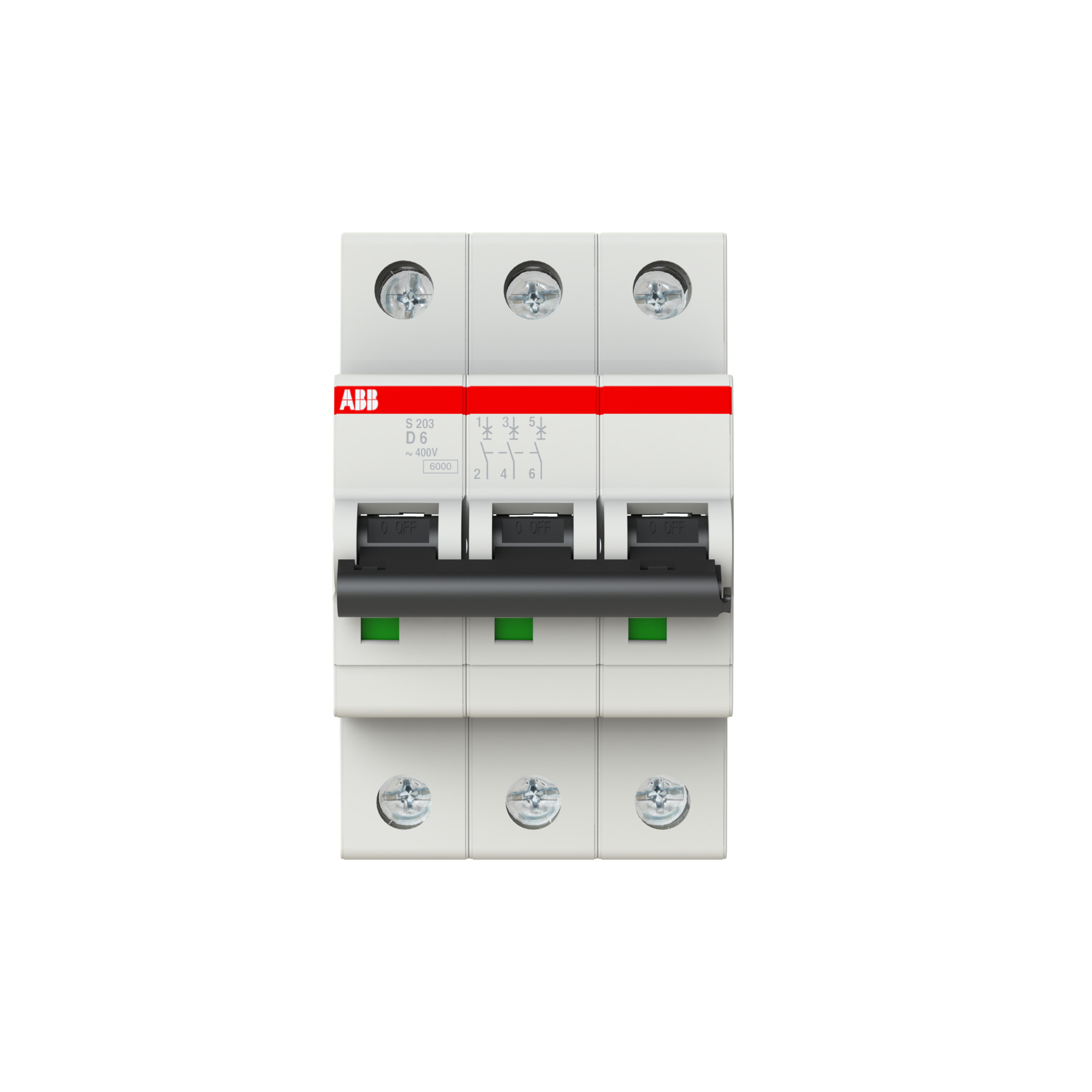 Interruptor automático 3x6A 10kA curva D S200 2CDS253001R0061 ABB — ABB